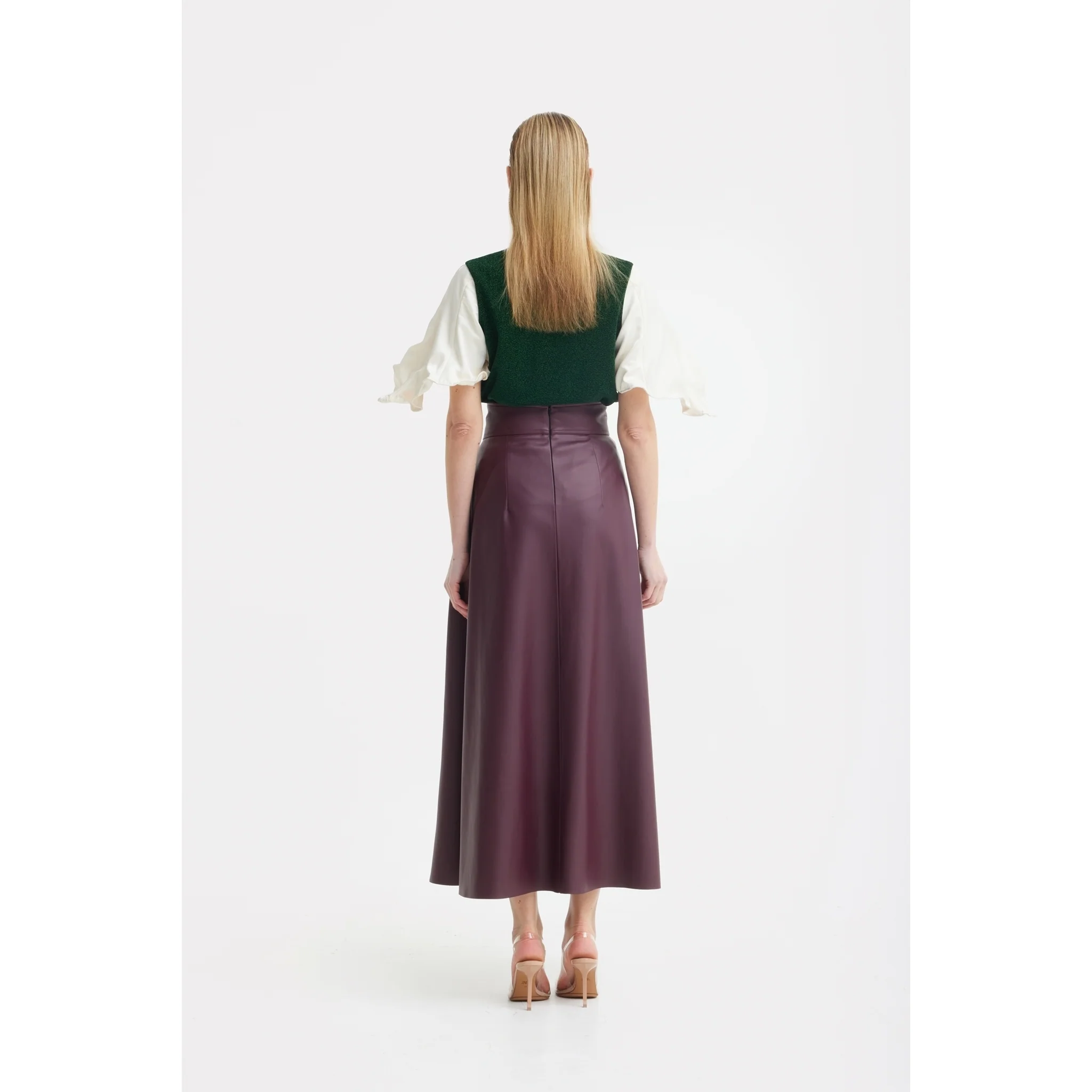 Green Lurex Knit Top With Adjustable Satin Sleeves - Image 12