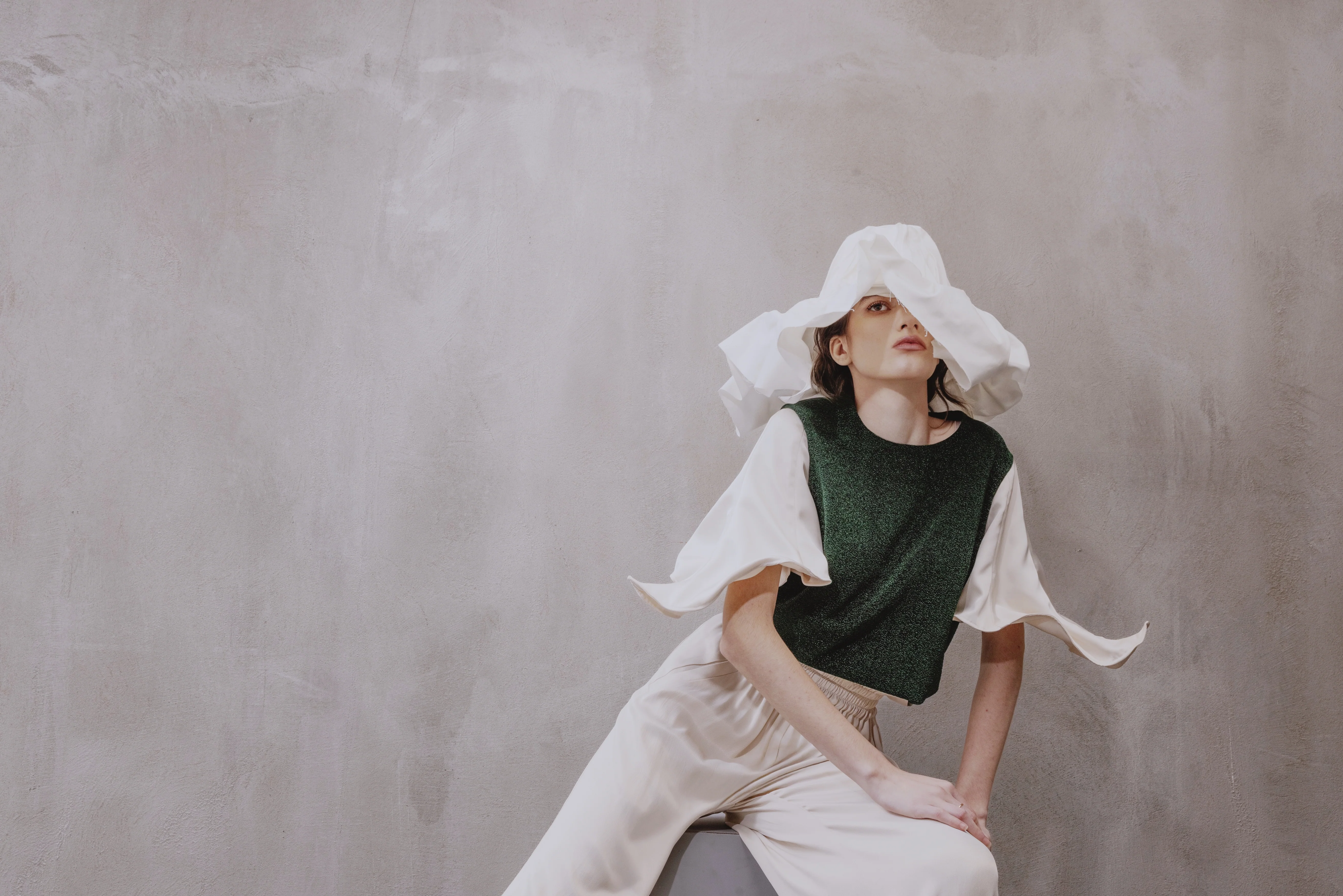 Green Lurex Knit Top With Adjustable Satin Sleeves - Image 4