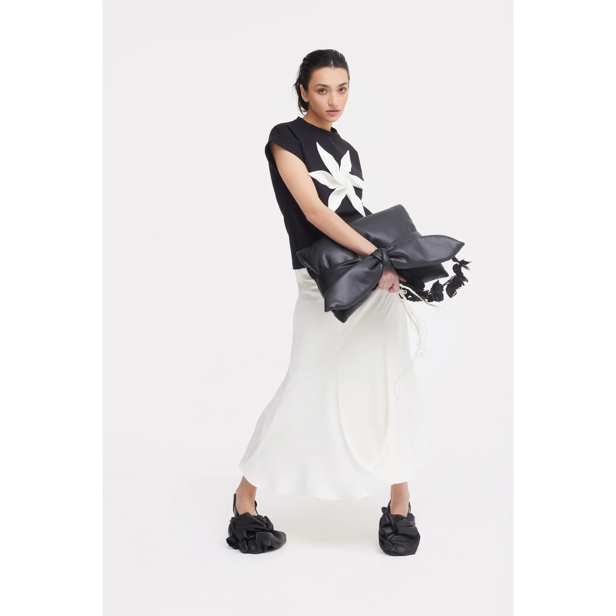 High Waist Double-Sided Satin Maxi Skirt - Ivory - Image 16
