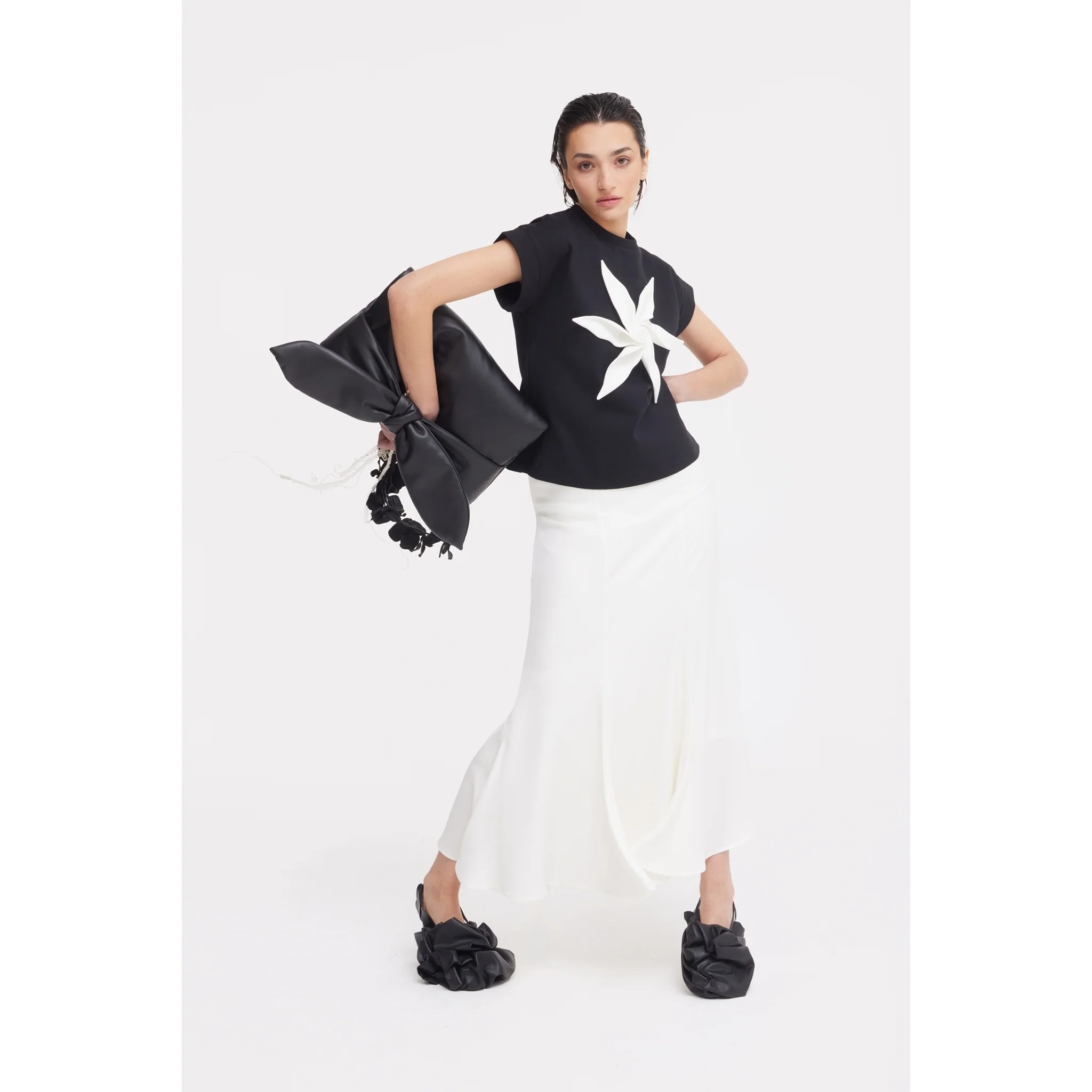 High Waist Double-Sided Satin Maxi Skirt - Ivory - Image 17