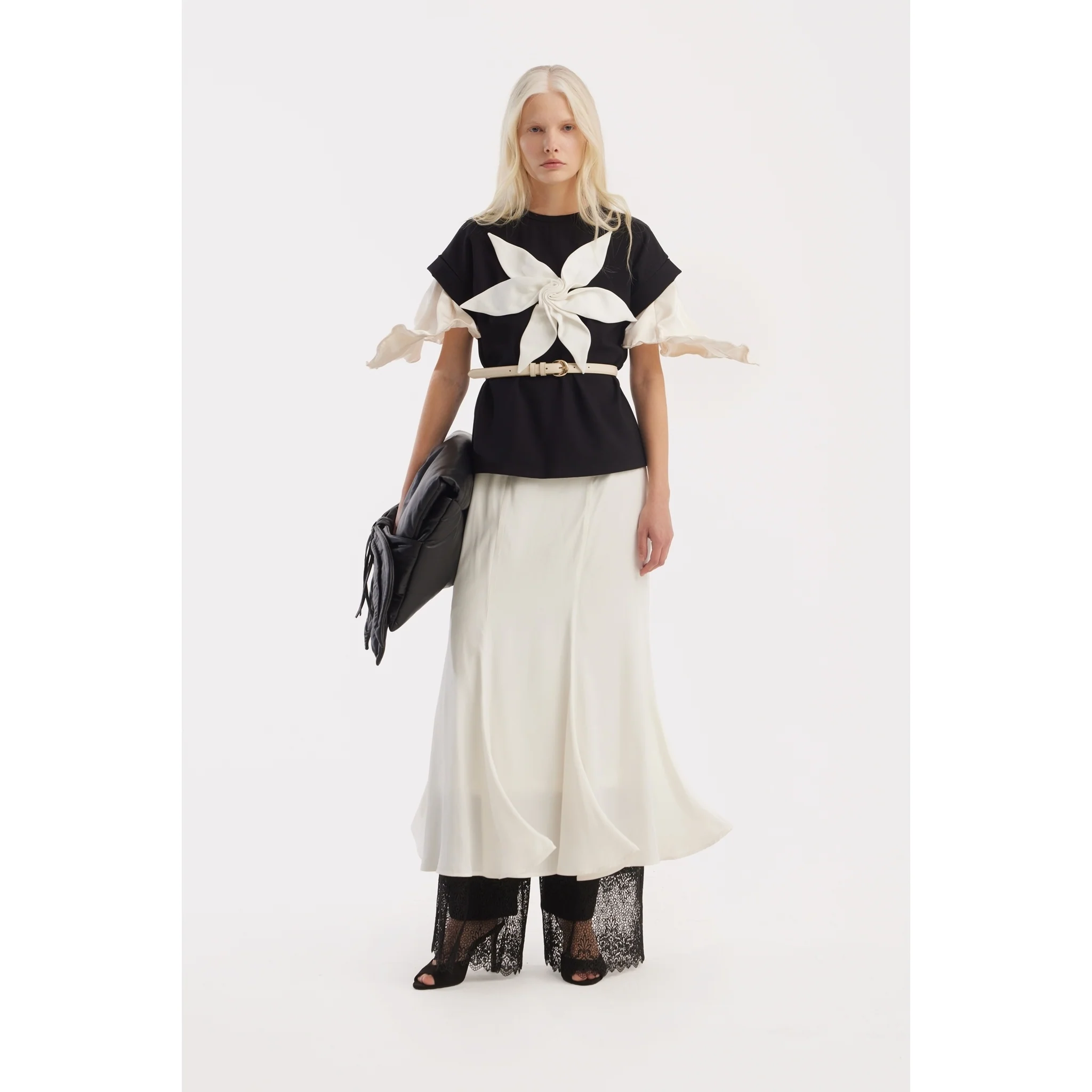 High Waist Double-Sided Satin Maxi Skirt - Ivory - Image 4