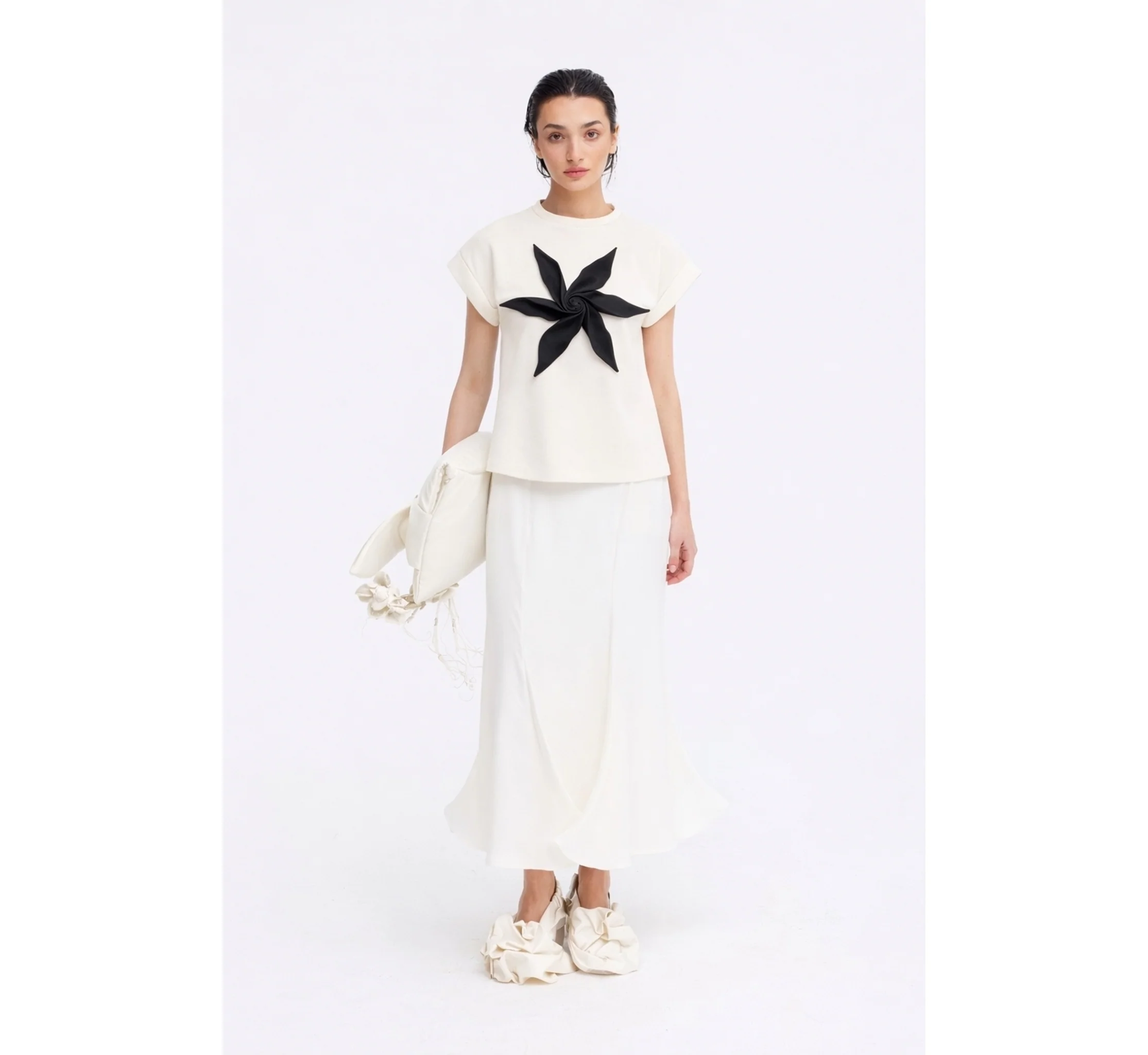 High Waist Double-Sided Satin Maxi Skirt - Ivory - Image 6