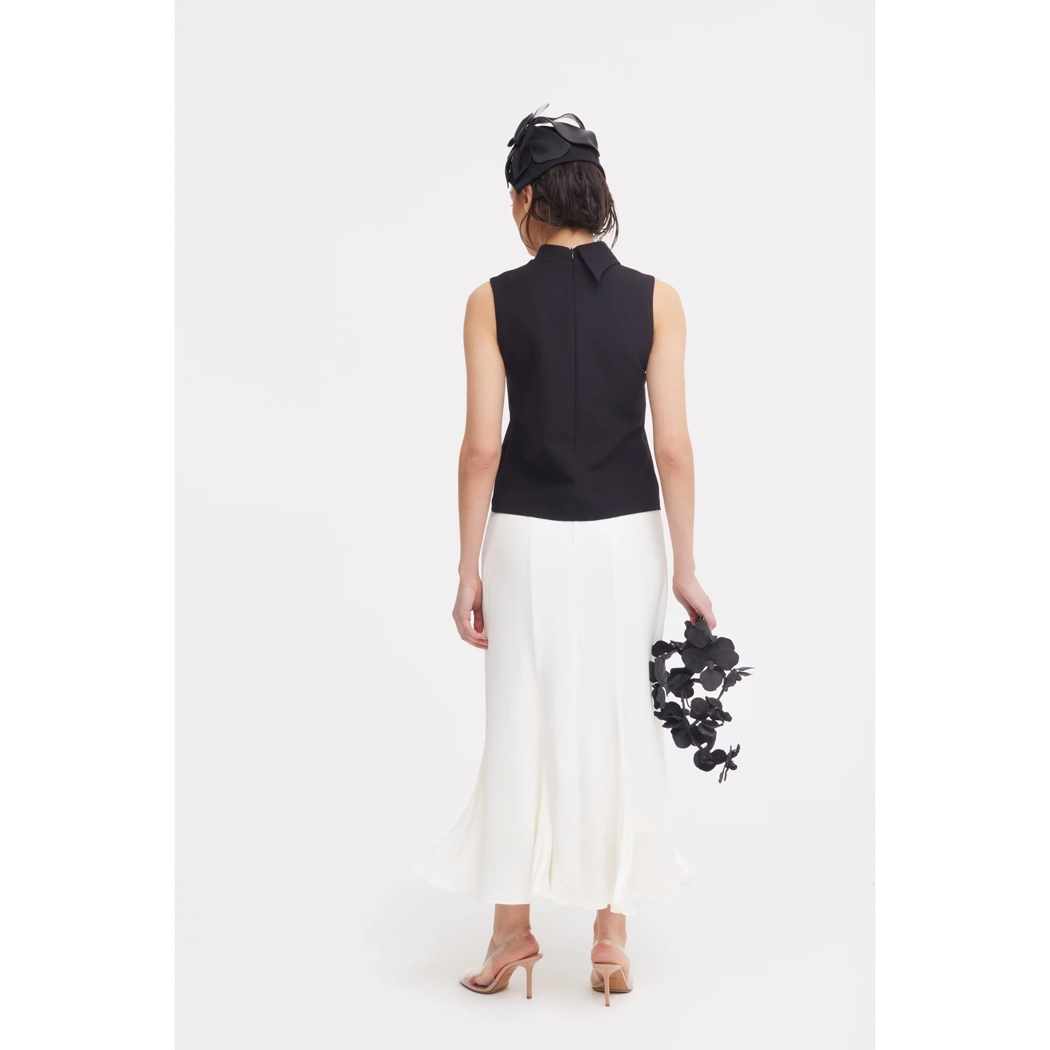High Waist Double-Sided Satin Maxi Skirt - Ivory - Image 8