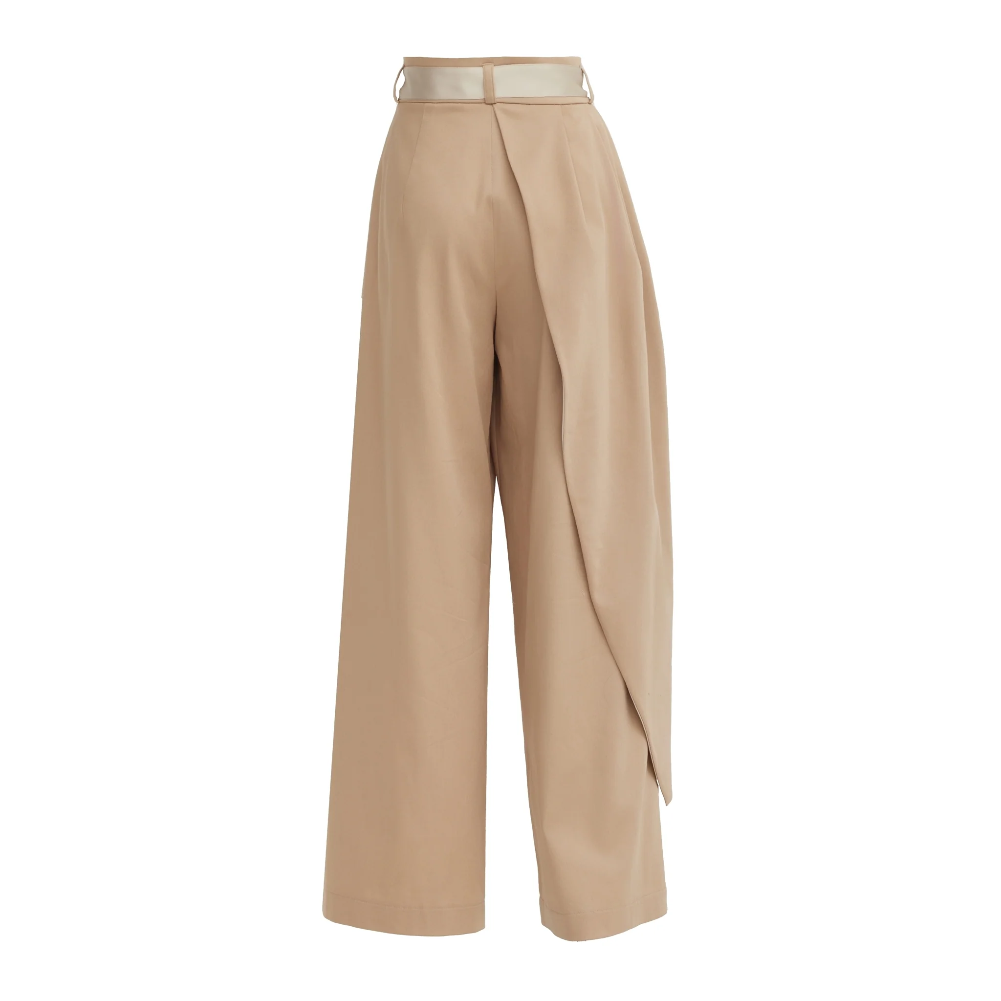 High-Waist Wrap Trousers - Beige - Image 10