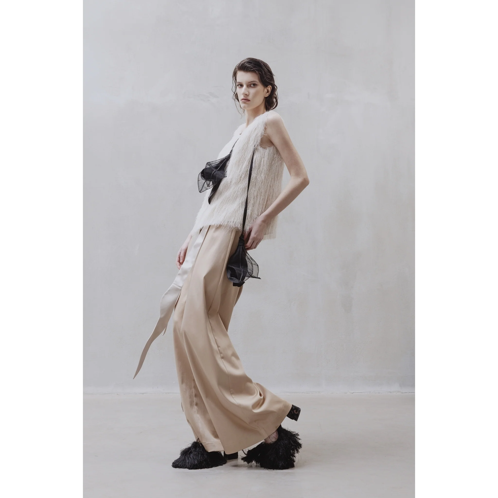 High-Waist Wrap Trousers - Beige - Image 11