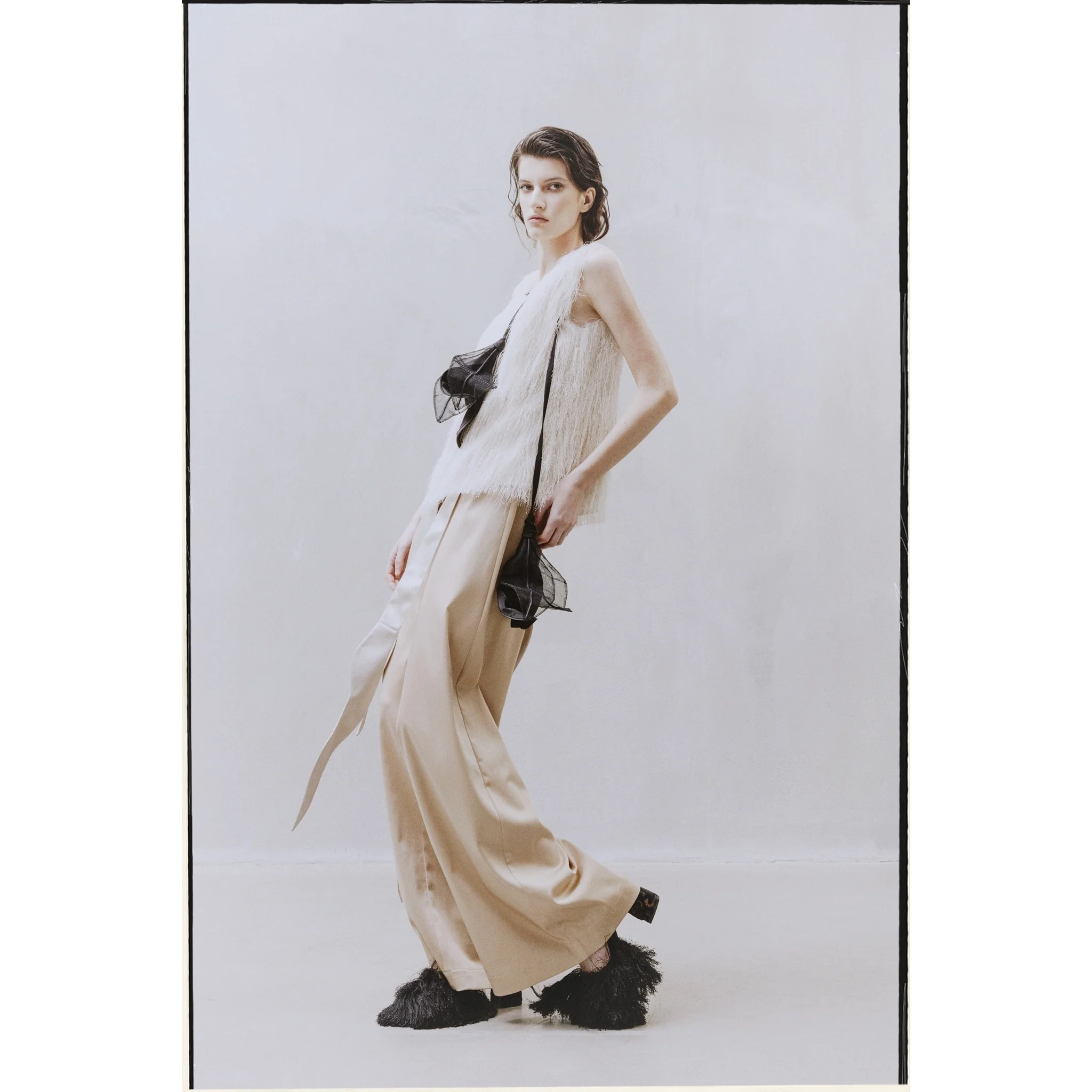 High-Waist Wrap Trousers - Beige - Image 17