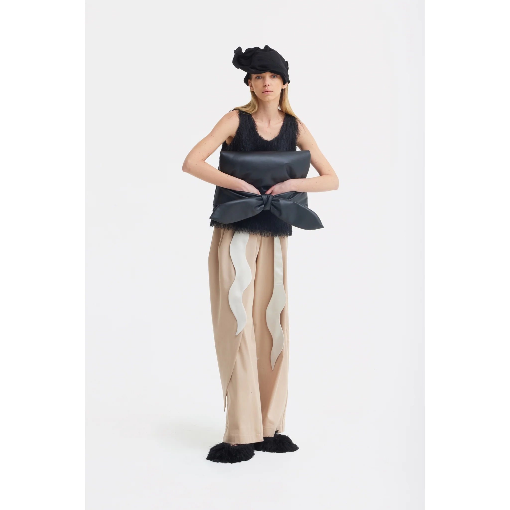 High-Waist Wrap Trousers - Beige - Image 6