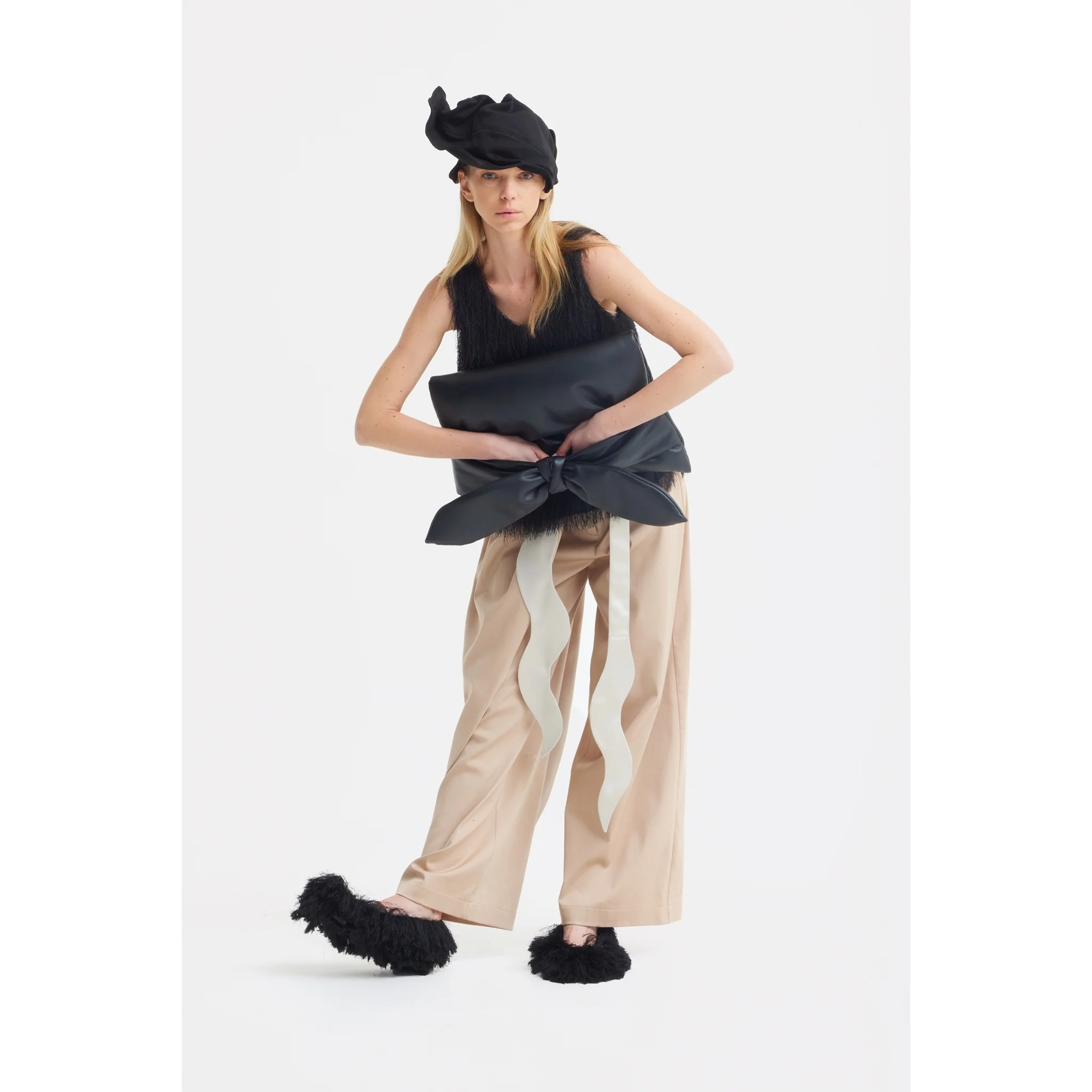 High-Waist Wrap Trousers - Beige - Image 8