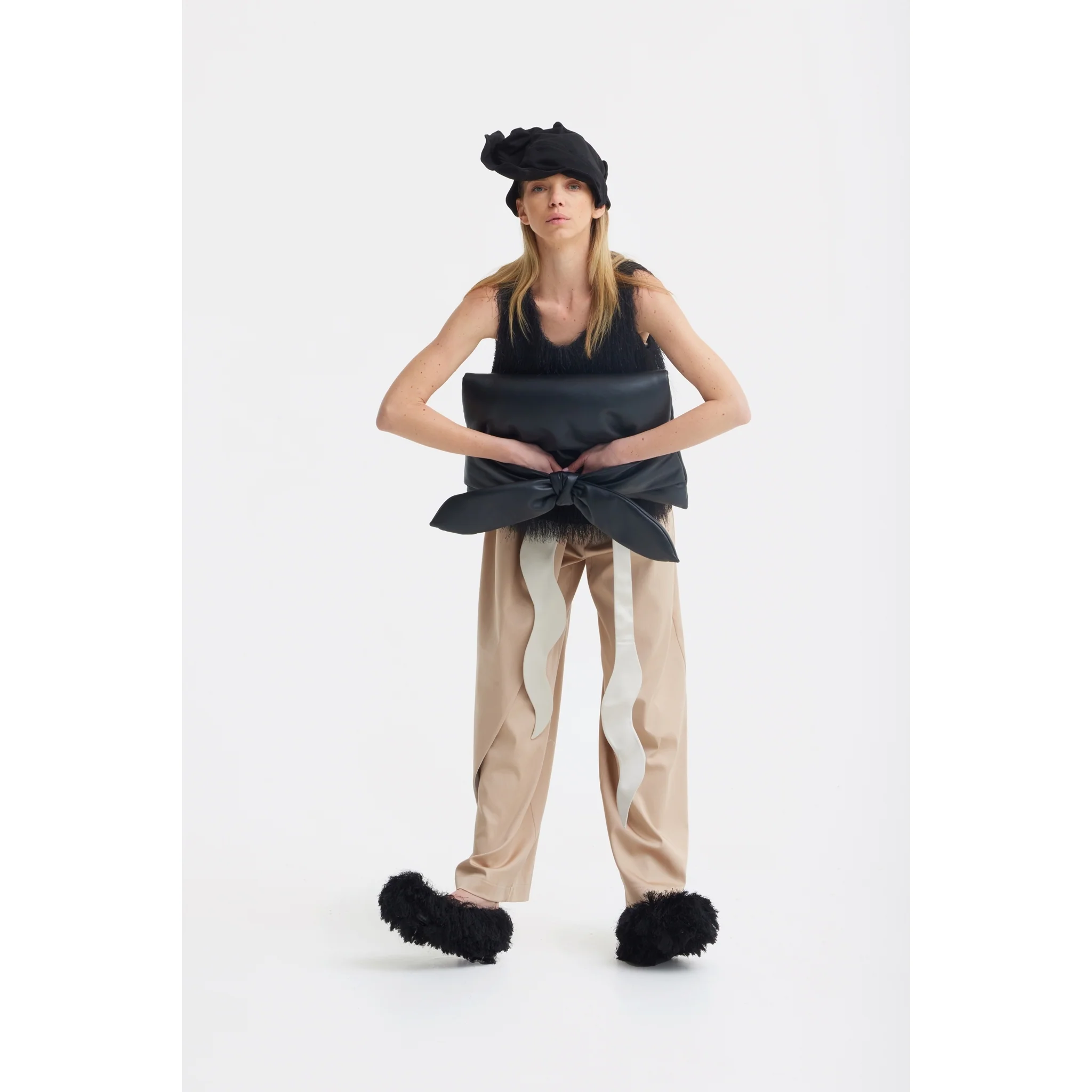 High-Waist Wrap Trousers - Beige - Image 9
