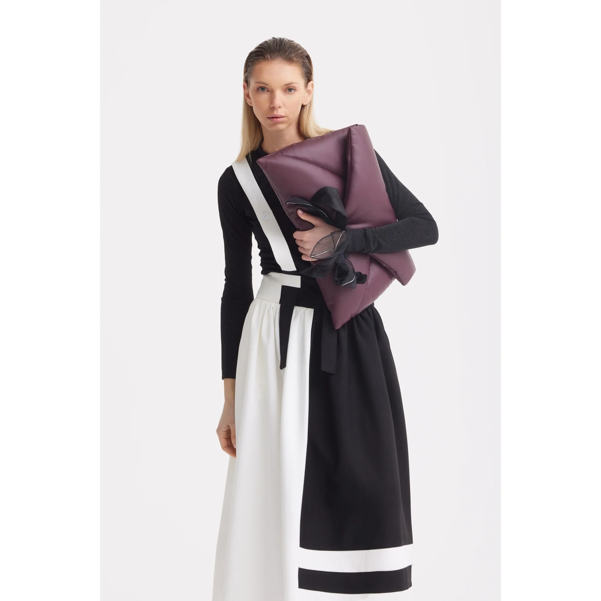 Midi Apron Dress With Adjustable Straps - Black Ivory - Image 15