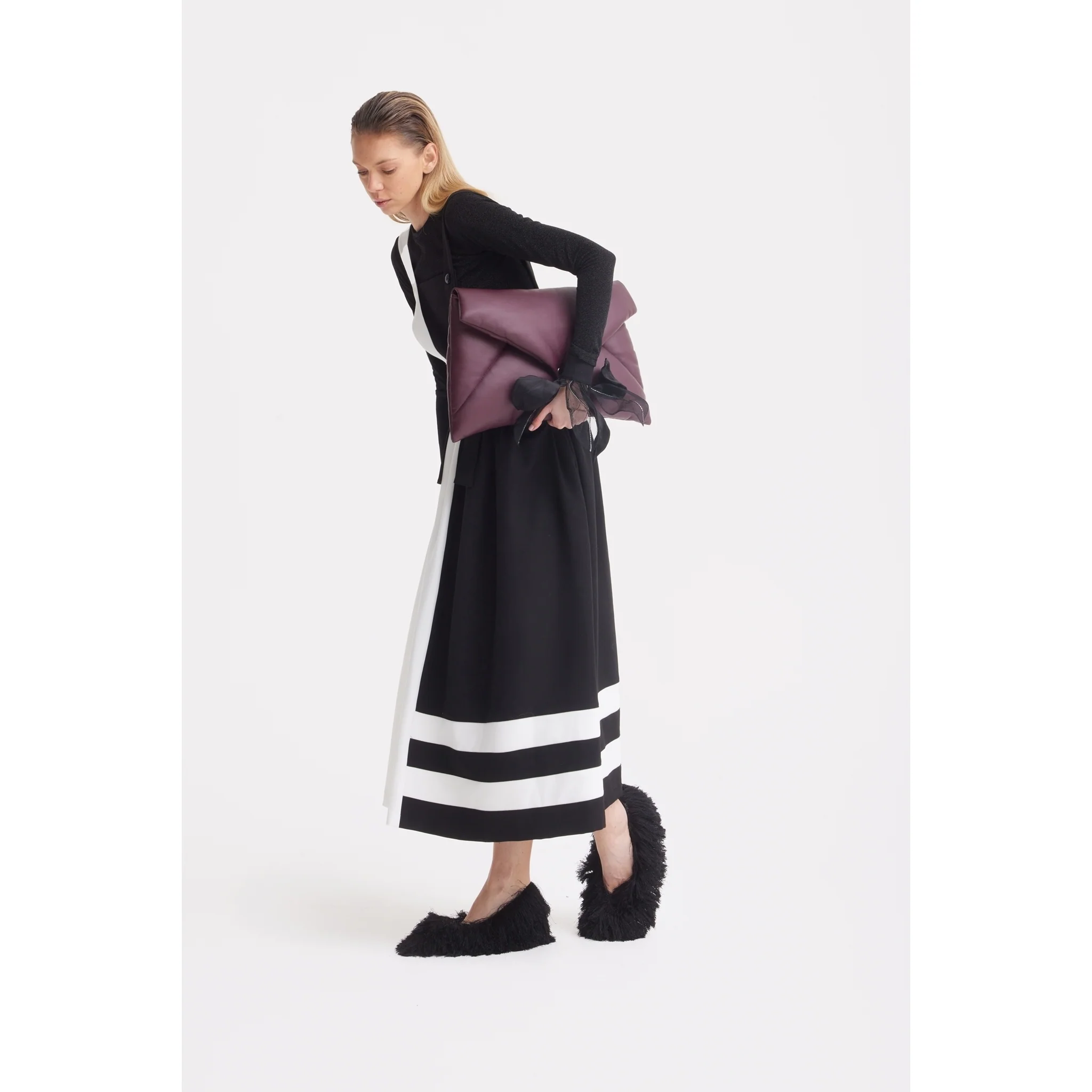 Midi Apron Dress With Adjustable Straps - Black Ivory - Image 7