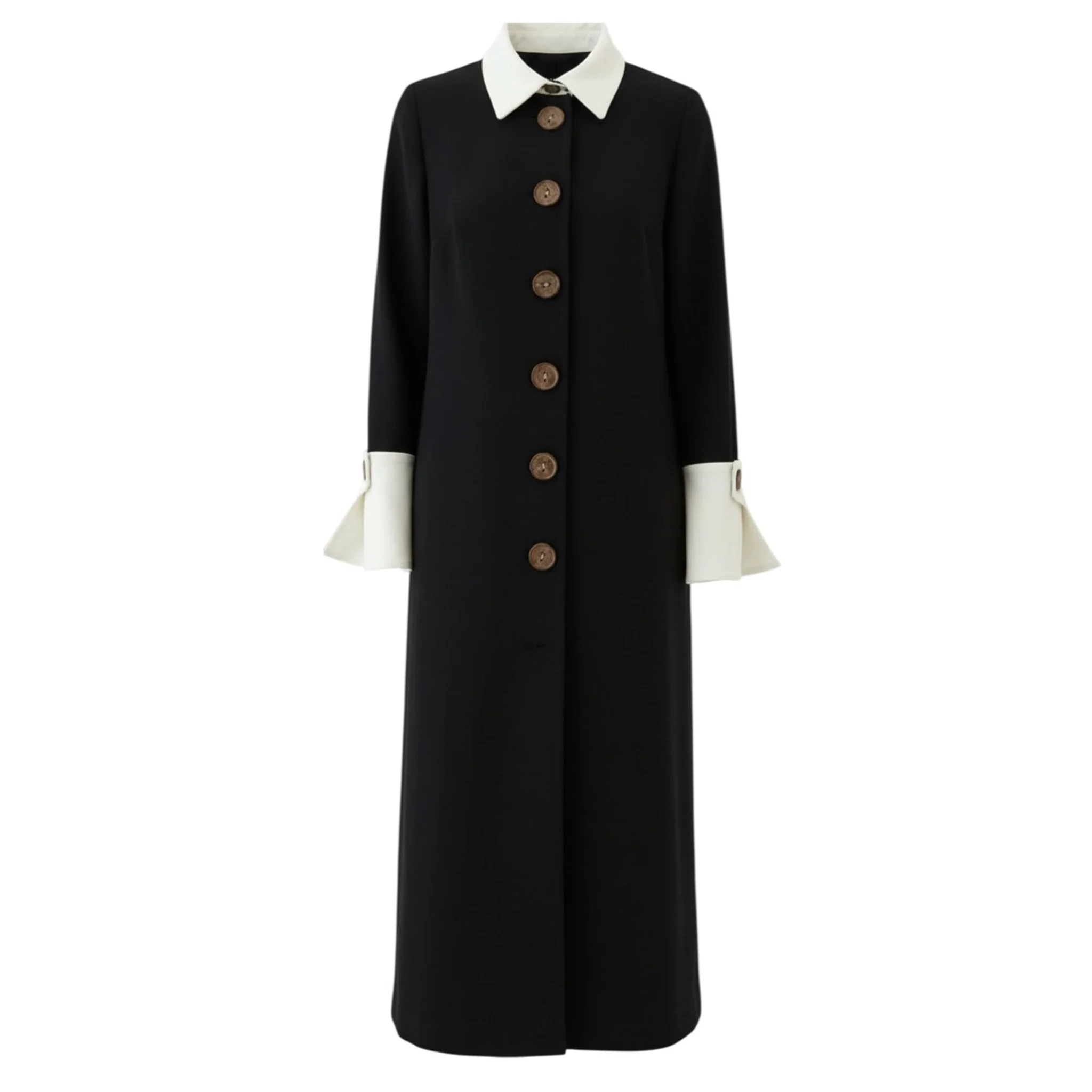 Monochrome Midi Shirt Dress - Black & White