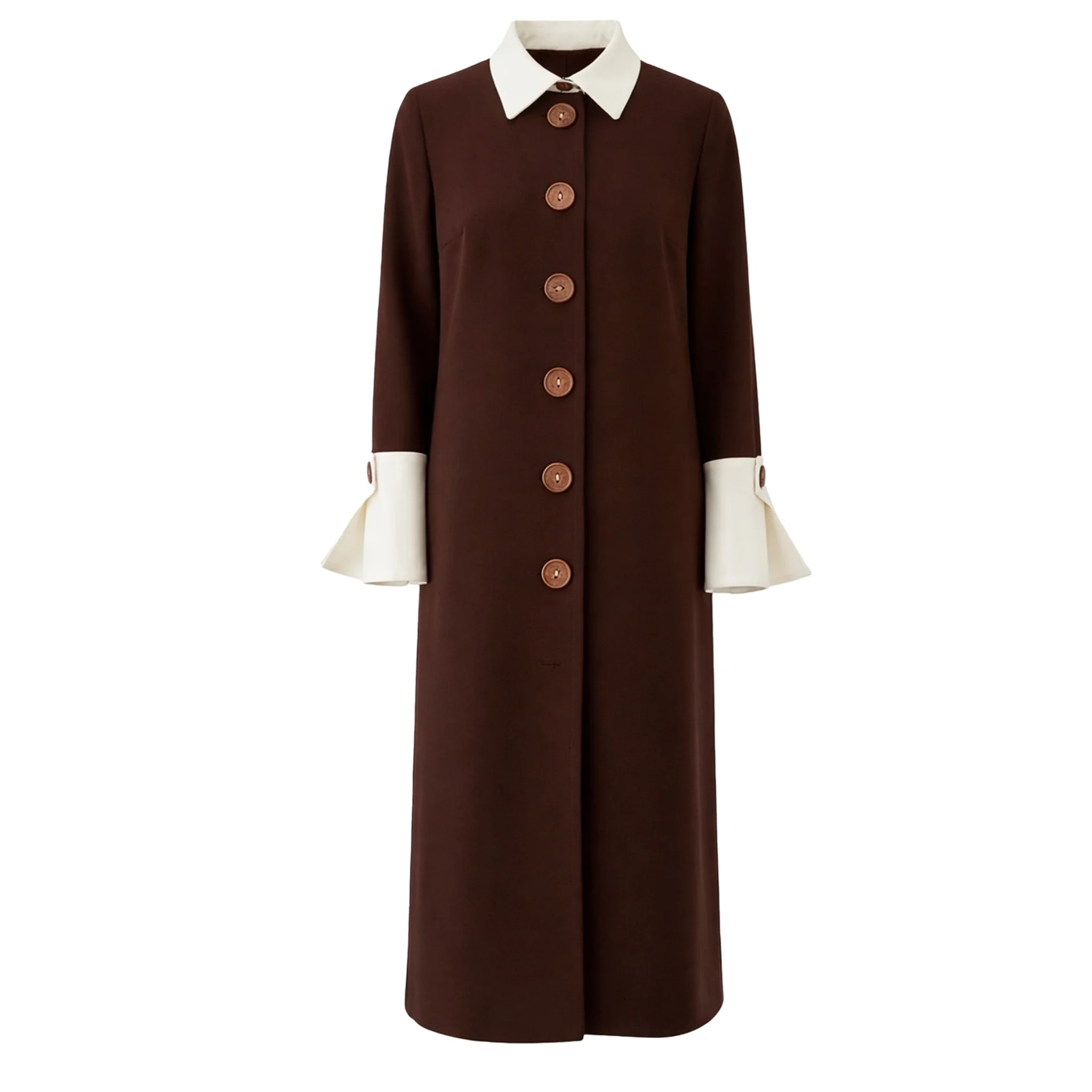 Monochrome Midi Shirt Dress - Brown & White