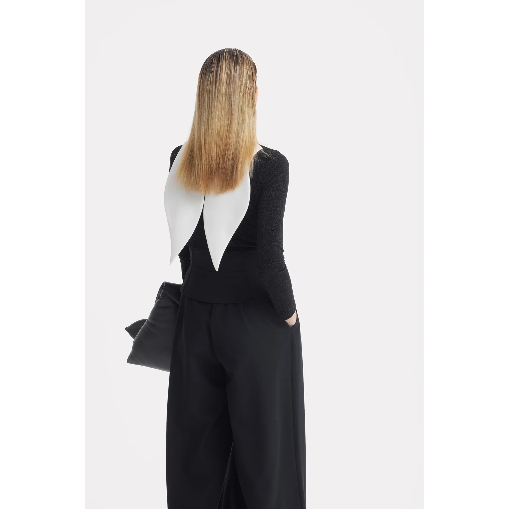 Oversized Satin Bib Collar - Ivory - Image 12