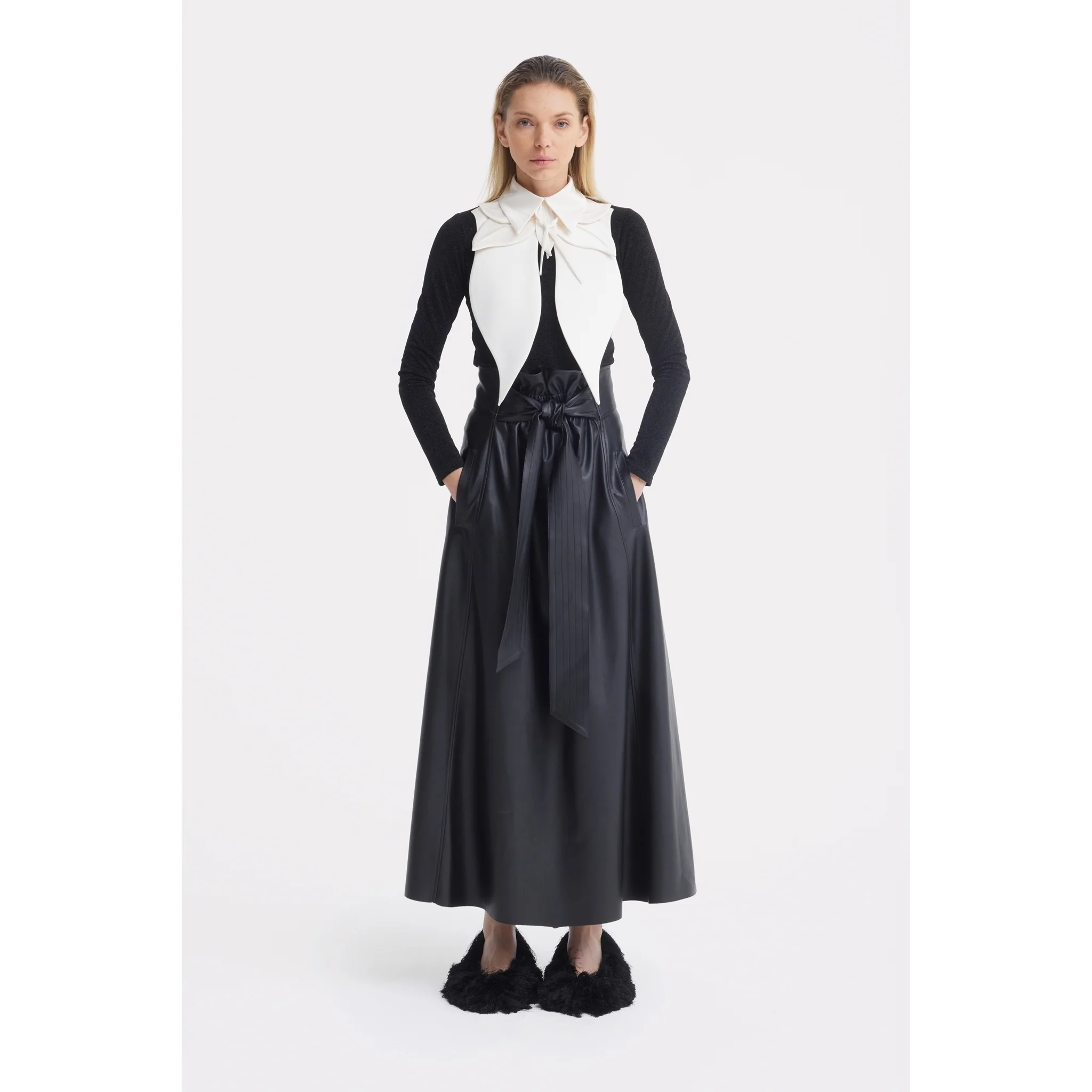 Oversized Satin Bib Collar - Ivory - Image 2