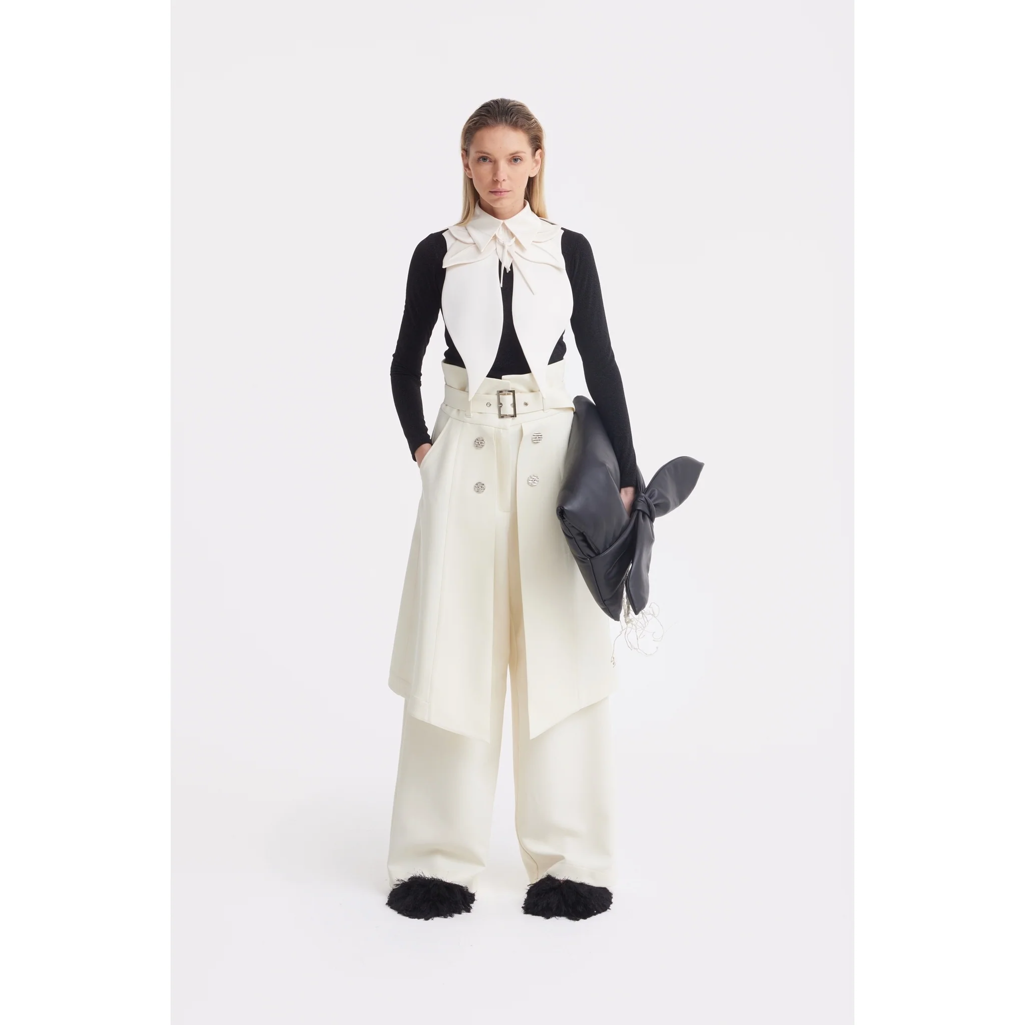 Oversized Satin Bib Collar - Ivory - Image 6