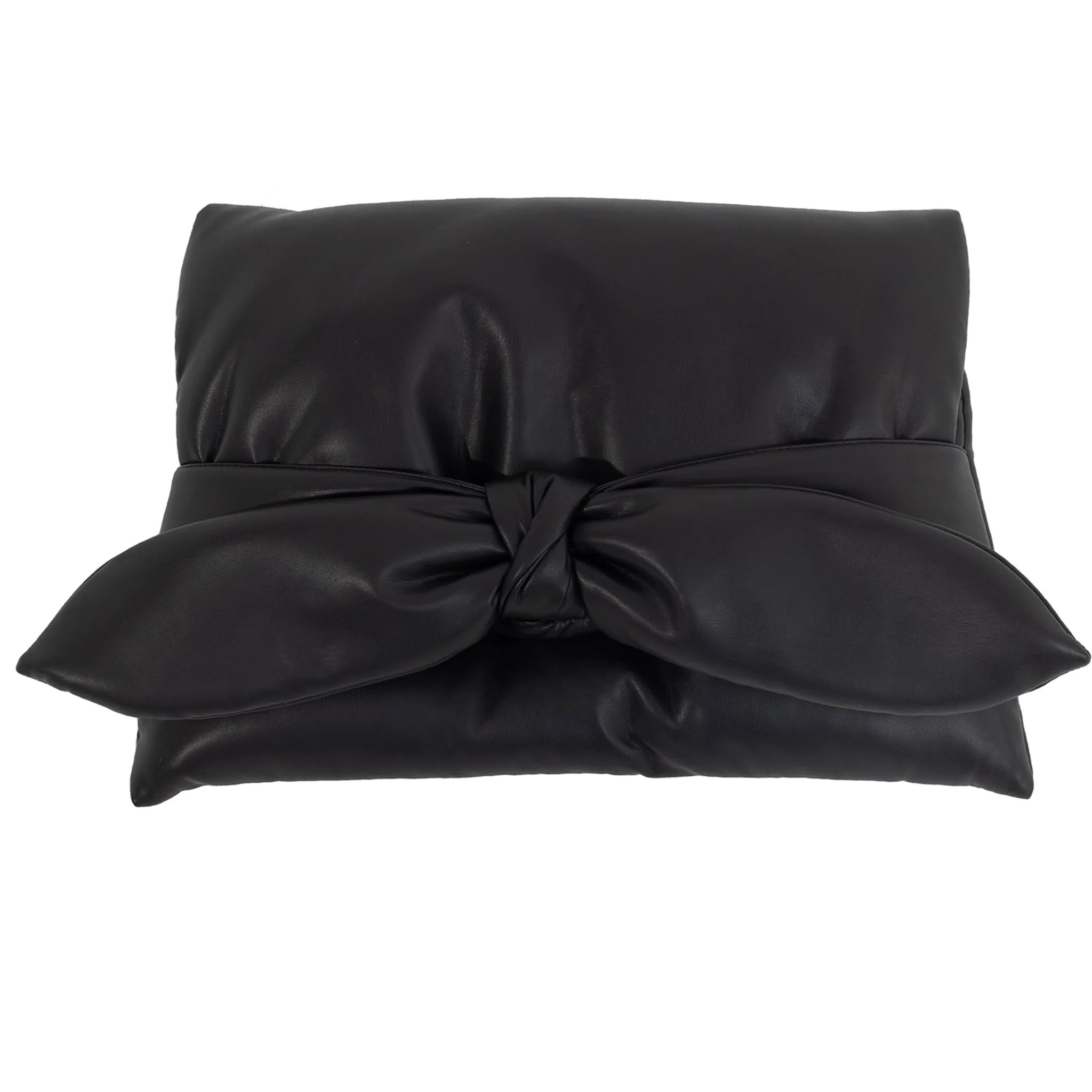 Petal Faux Leather Evening Clutch Bag - Black