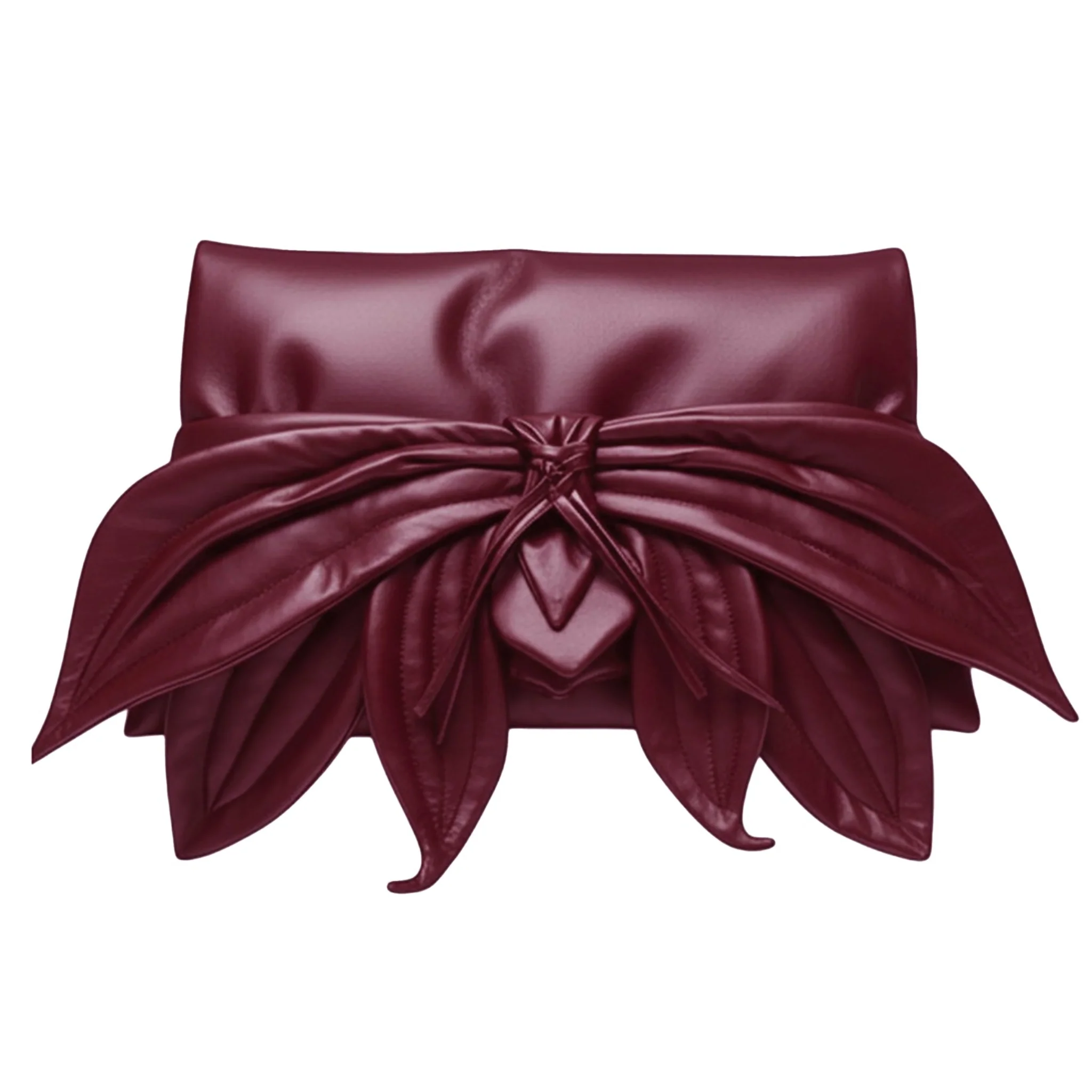 Petal Faux Leather Evening Clutch Bag - Burgundy