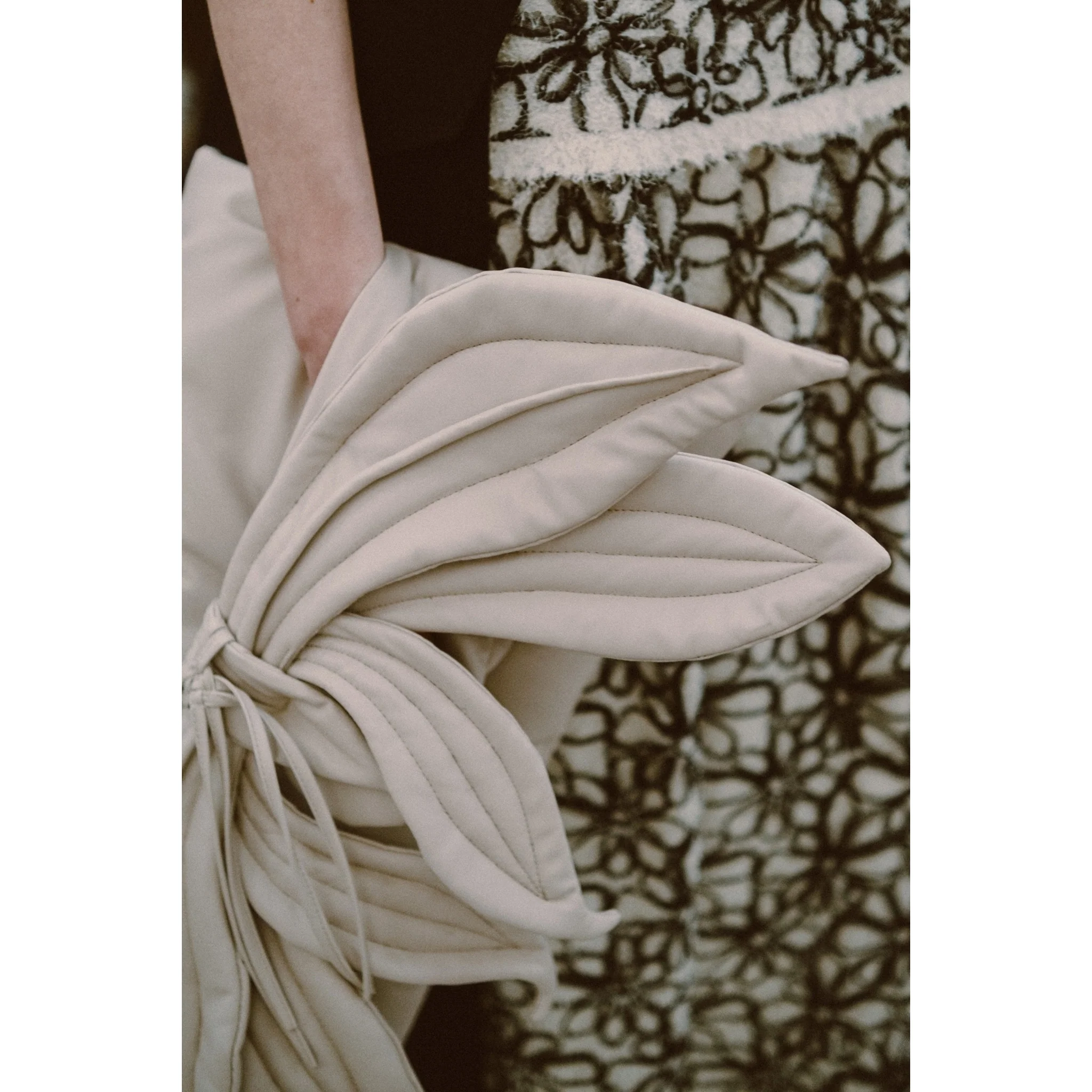 Petal Faux Leather Evening Clutch Bag - Ecru - Image 10