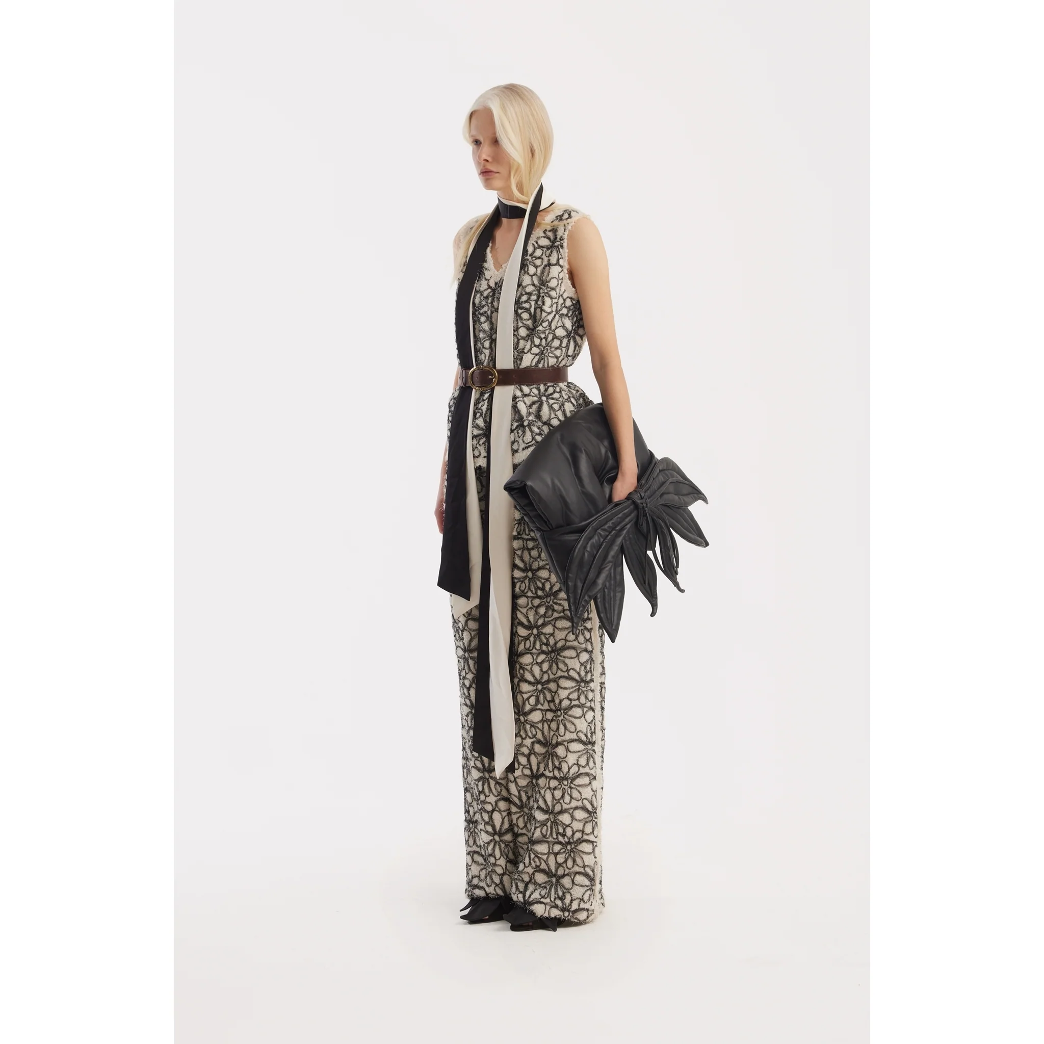 Sleeveless Abstract Textured Top - Ivory - Image 6