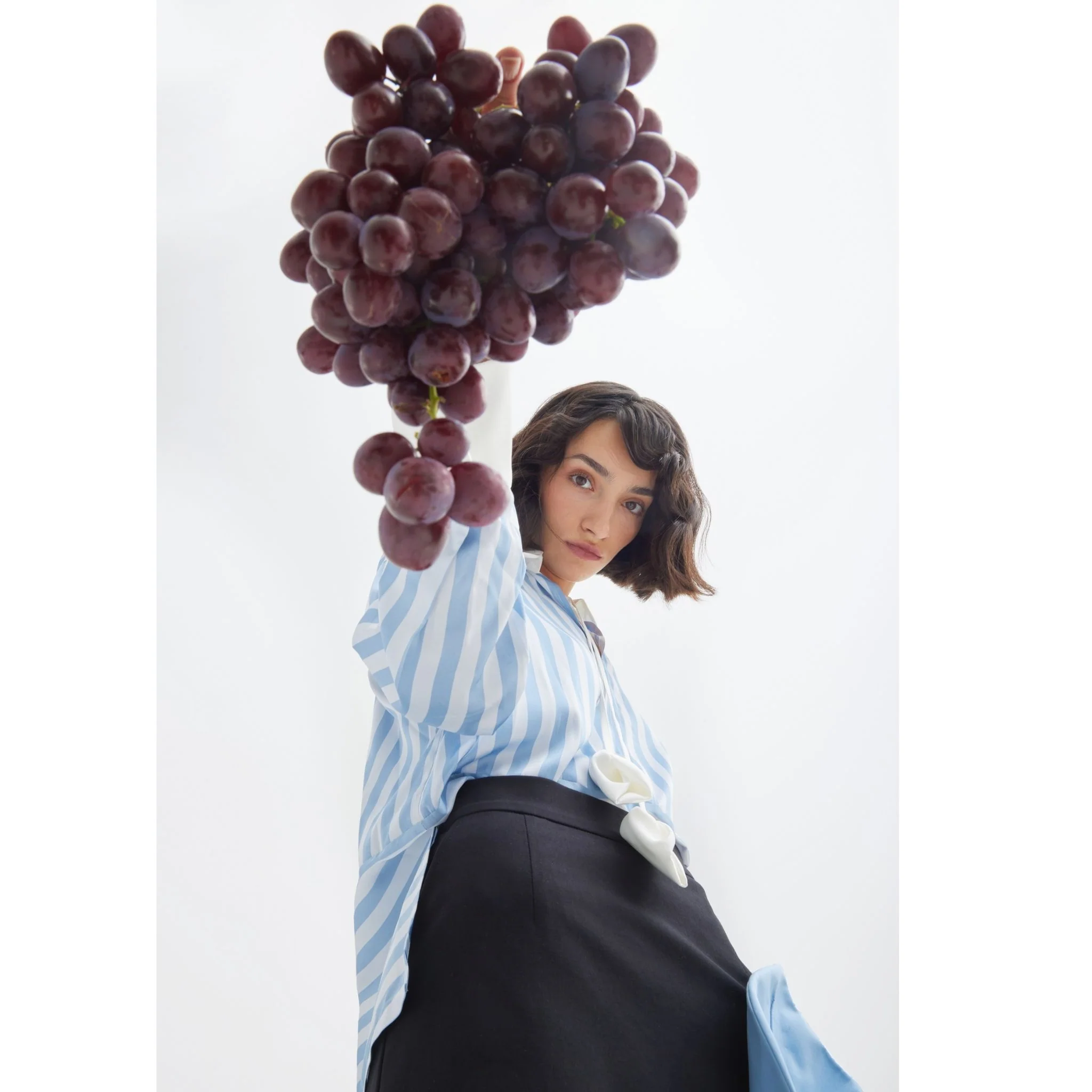Smart Elegance – Silk-Touch Striped Long-Sleeve Blouse | Light Blue - Image 9
