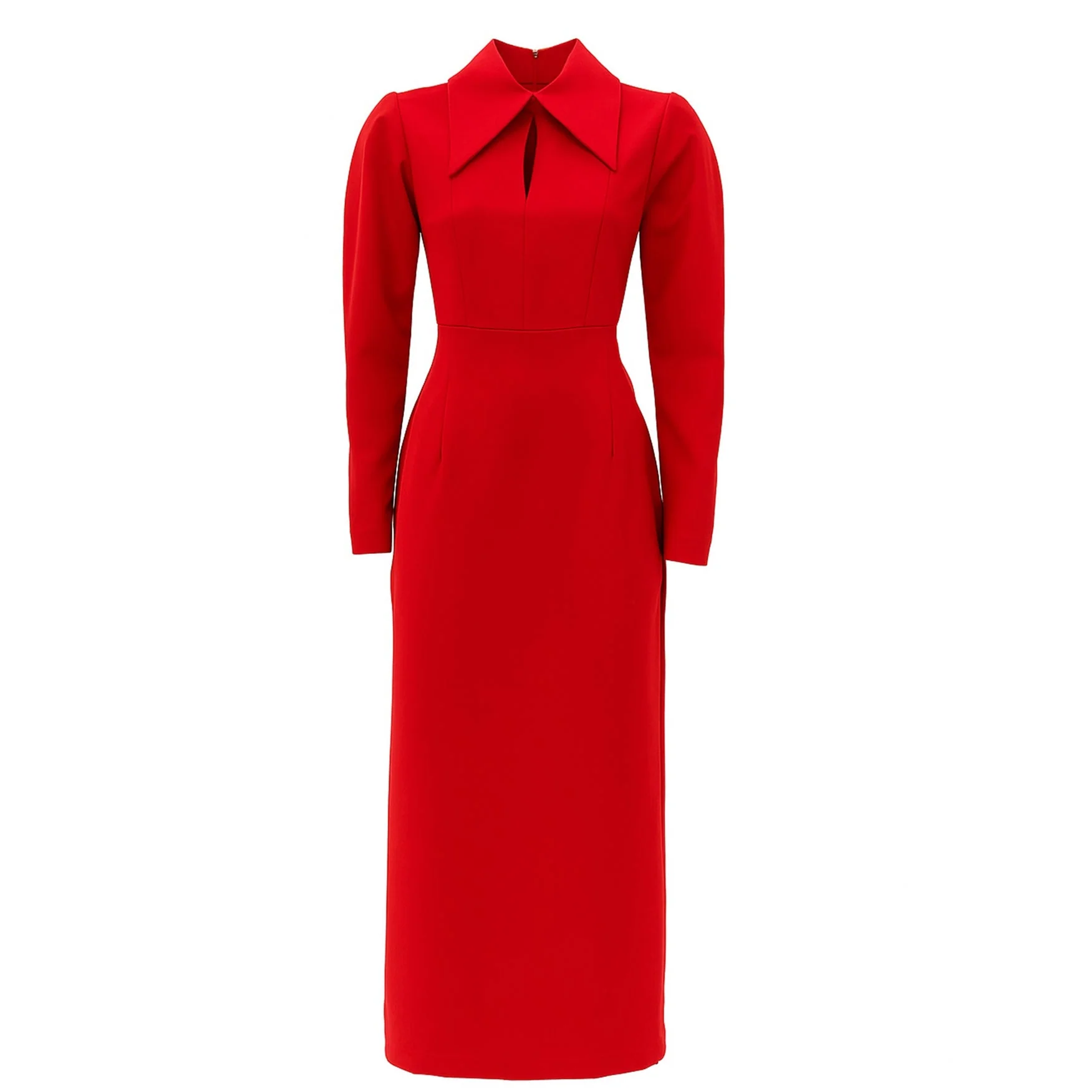 Solid Formal Midi Dress - Red