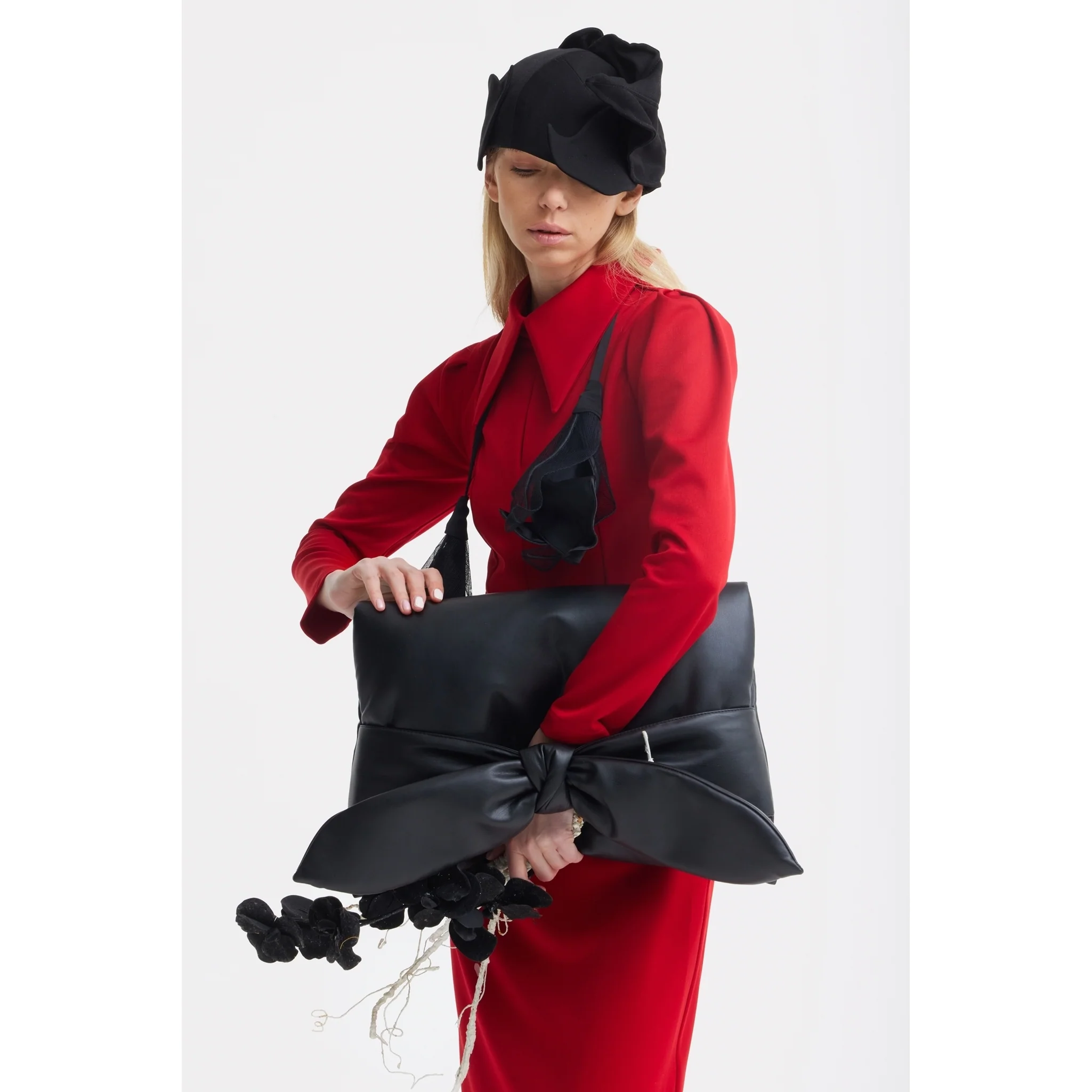 Solid Formal Midi Dress - Red - Image 11