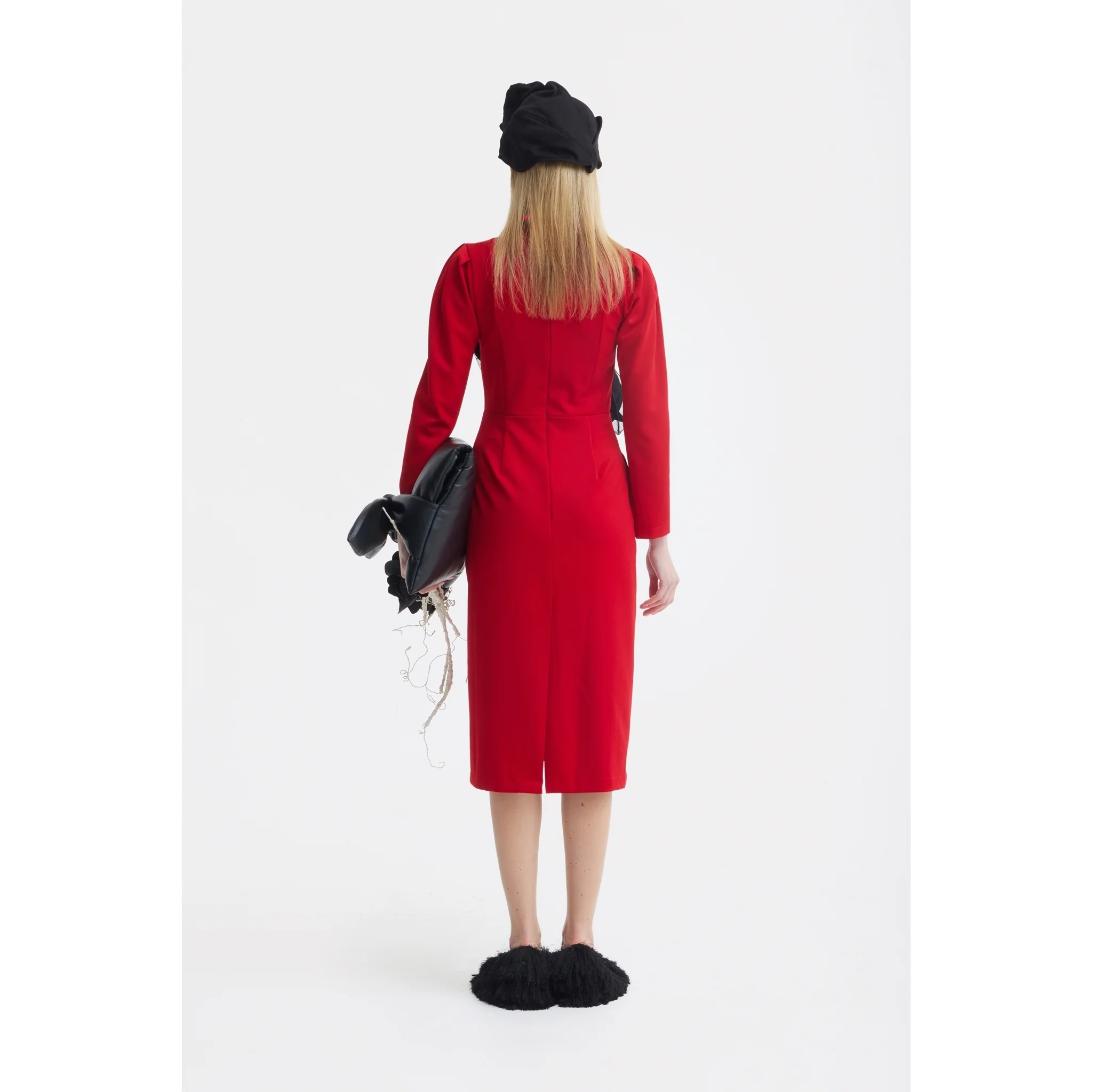 Solid Formal Midi Dress - Red - Image 12