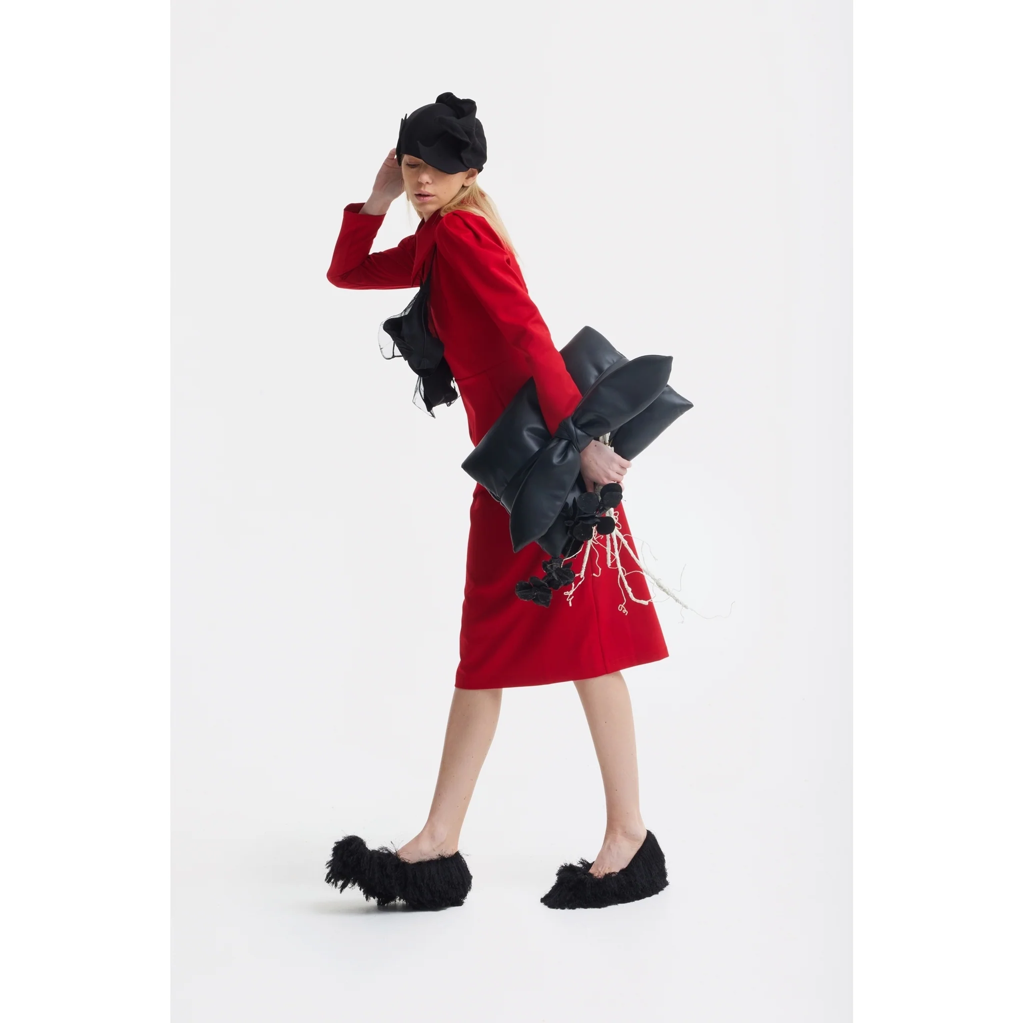 Solid Formal Midi Dress - Red - Image 6
