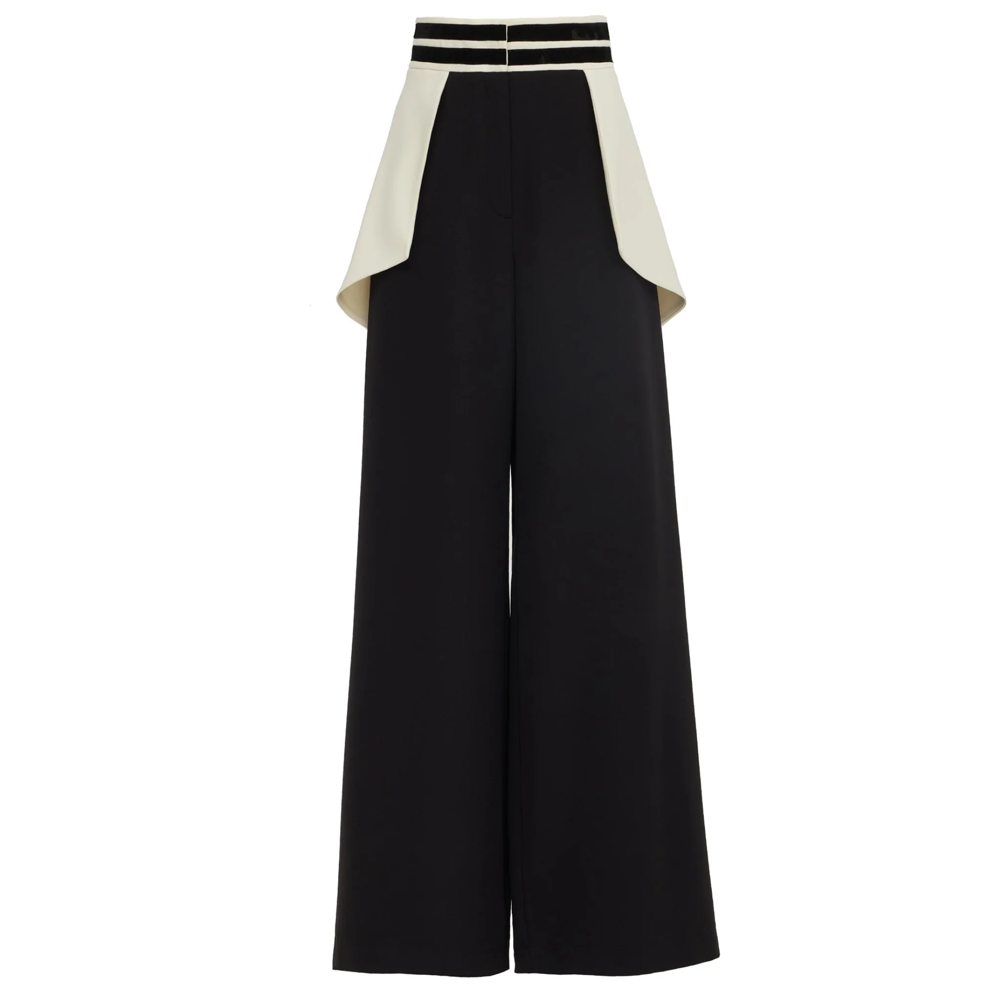 Statement Waist Wide-Leg Trousers - Black
