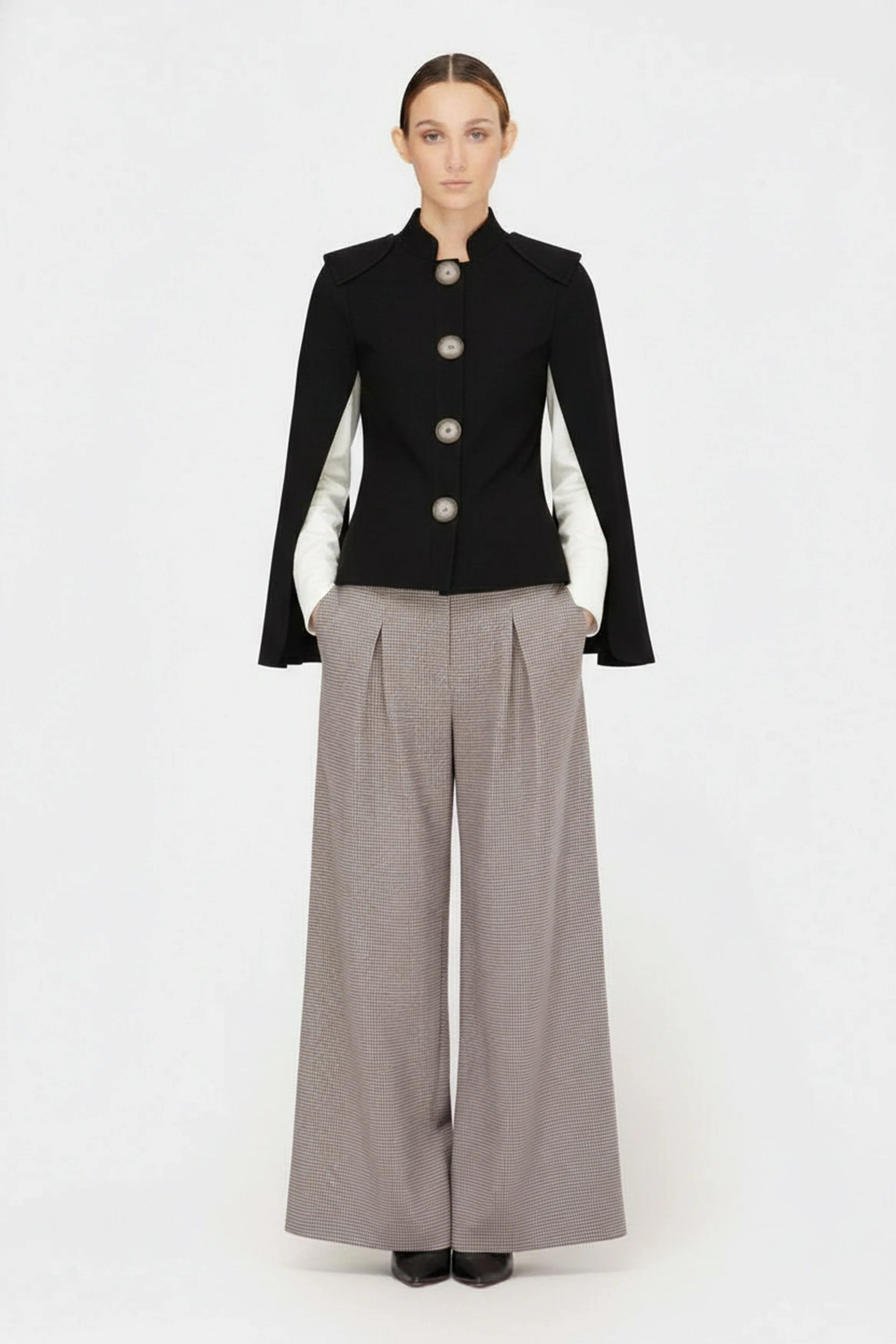 Tailored Structured Cape Blazer Black - Image 2