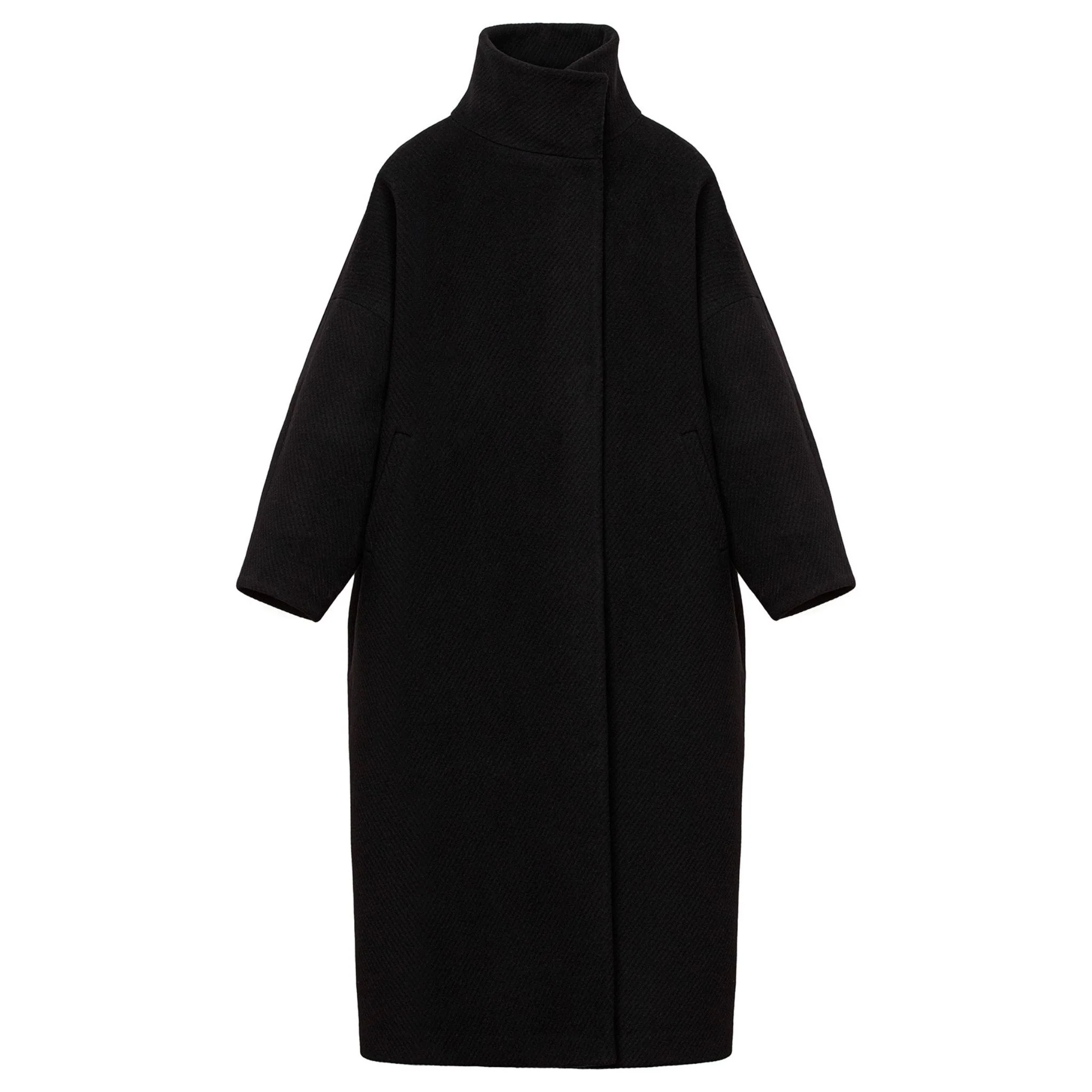Black Stand Collar Oversize Coat