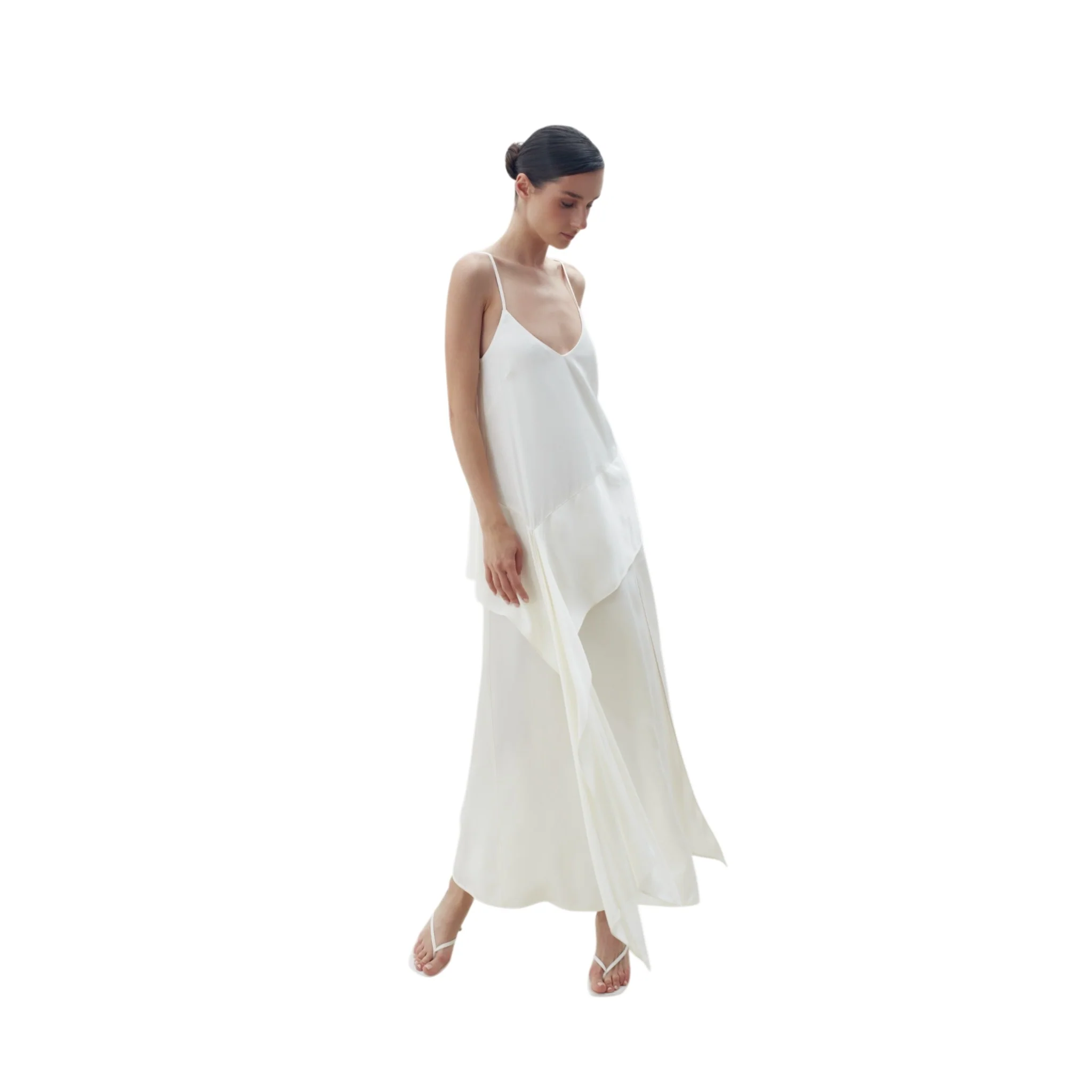 Cream Scarf Detailed Midi Sleeveless Dress - Image 5