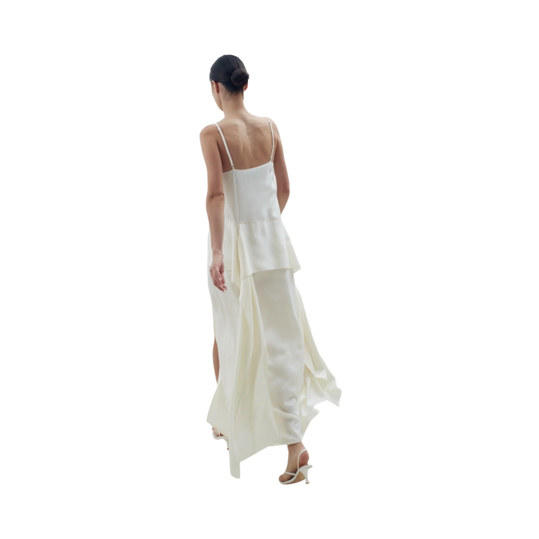 Cream Scarf Detailed Midi Sleeveless Dress - Image 7