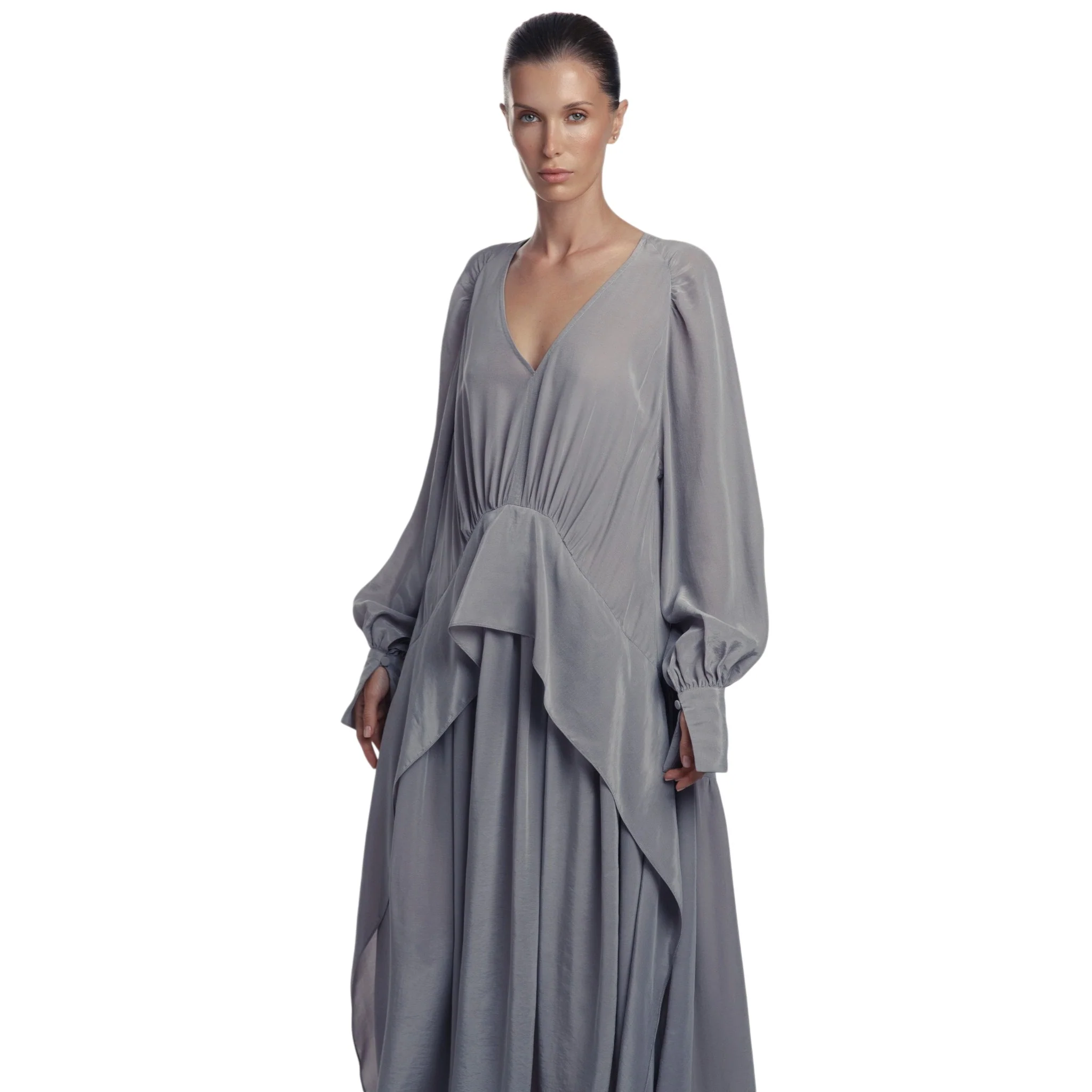 Grey Oversized Cupra Dress - Image 3
