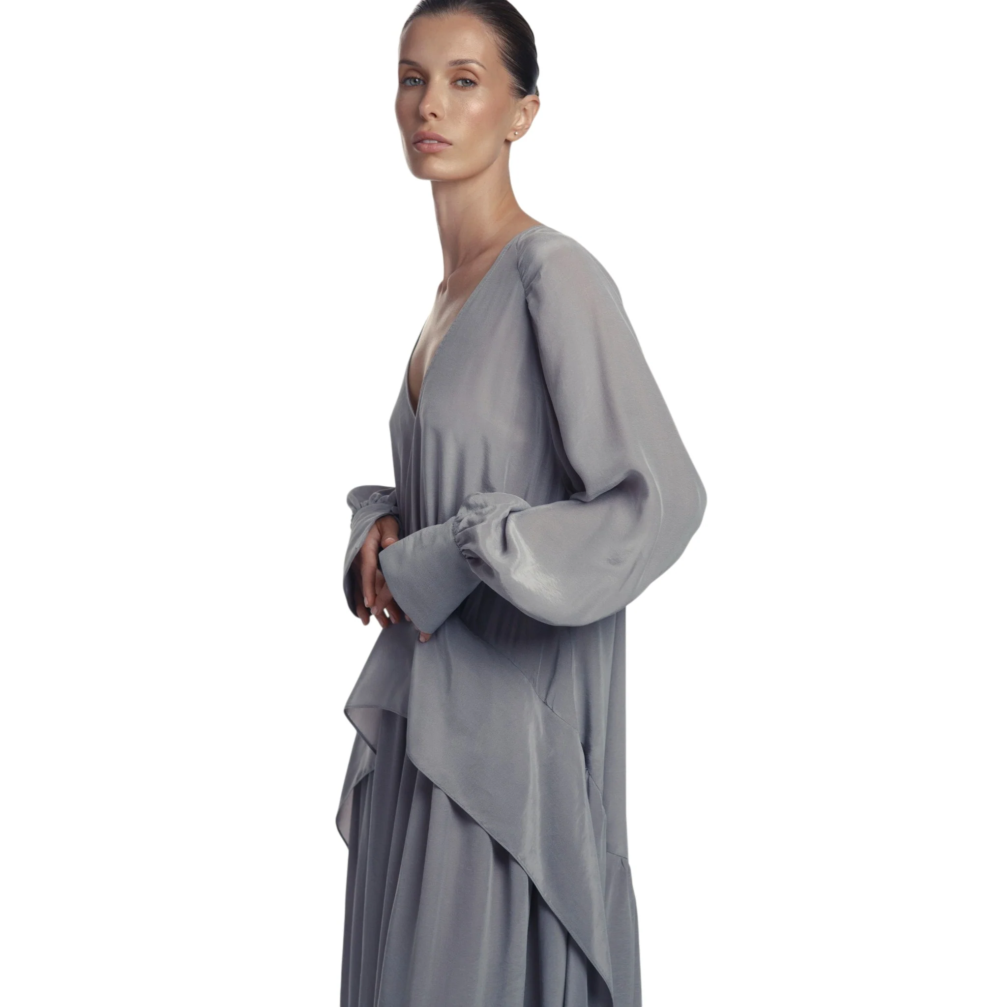 Grey Oversized Cupra Dress - Image 5