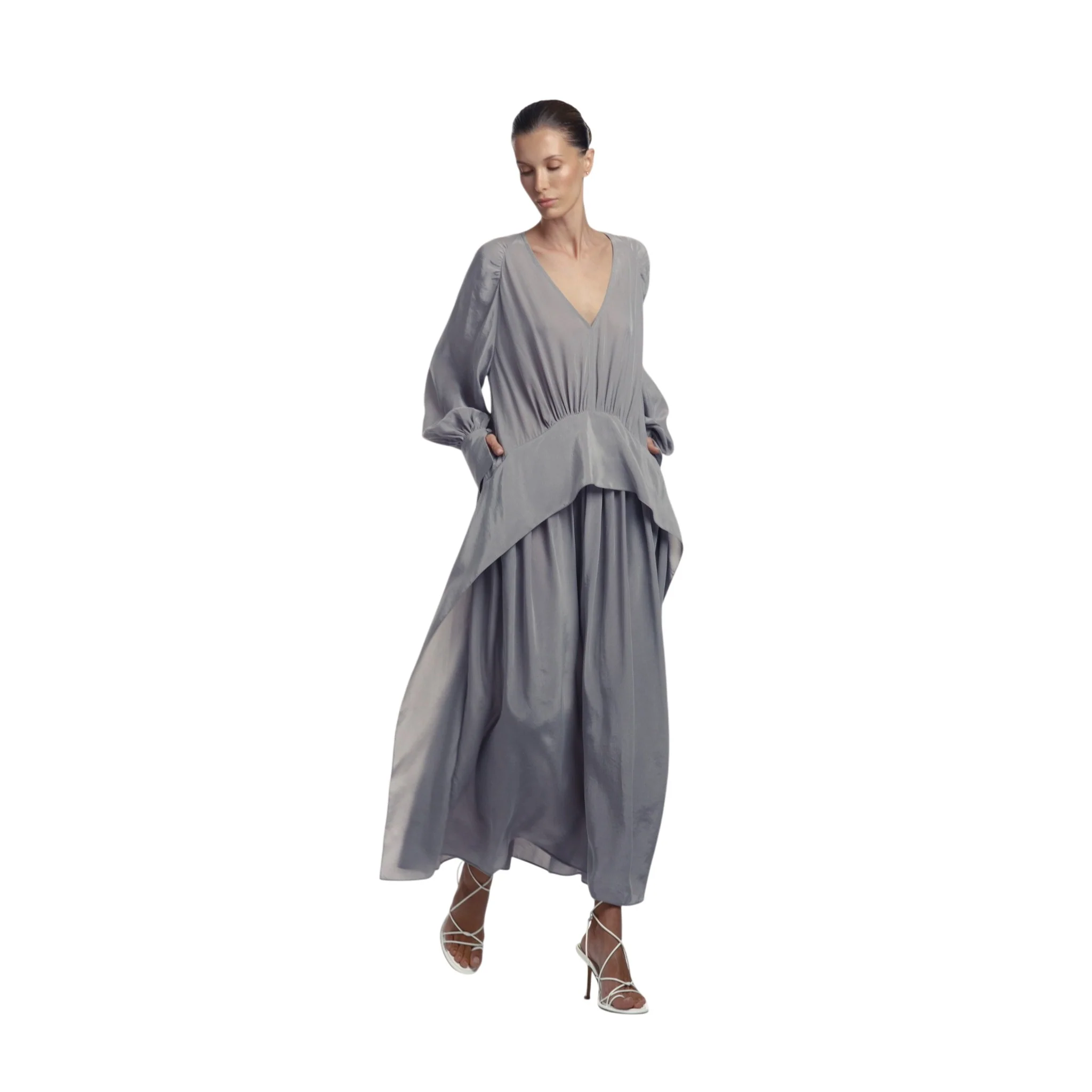 Grey Oversized Cupra Dress - Image 8
