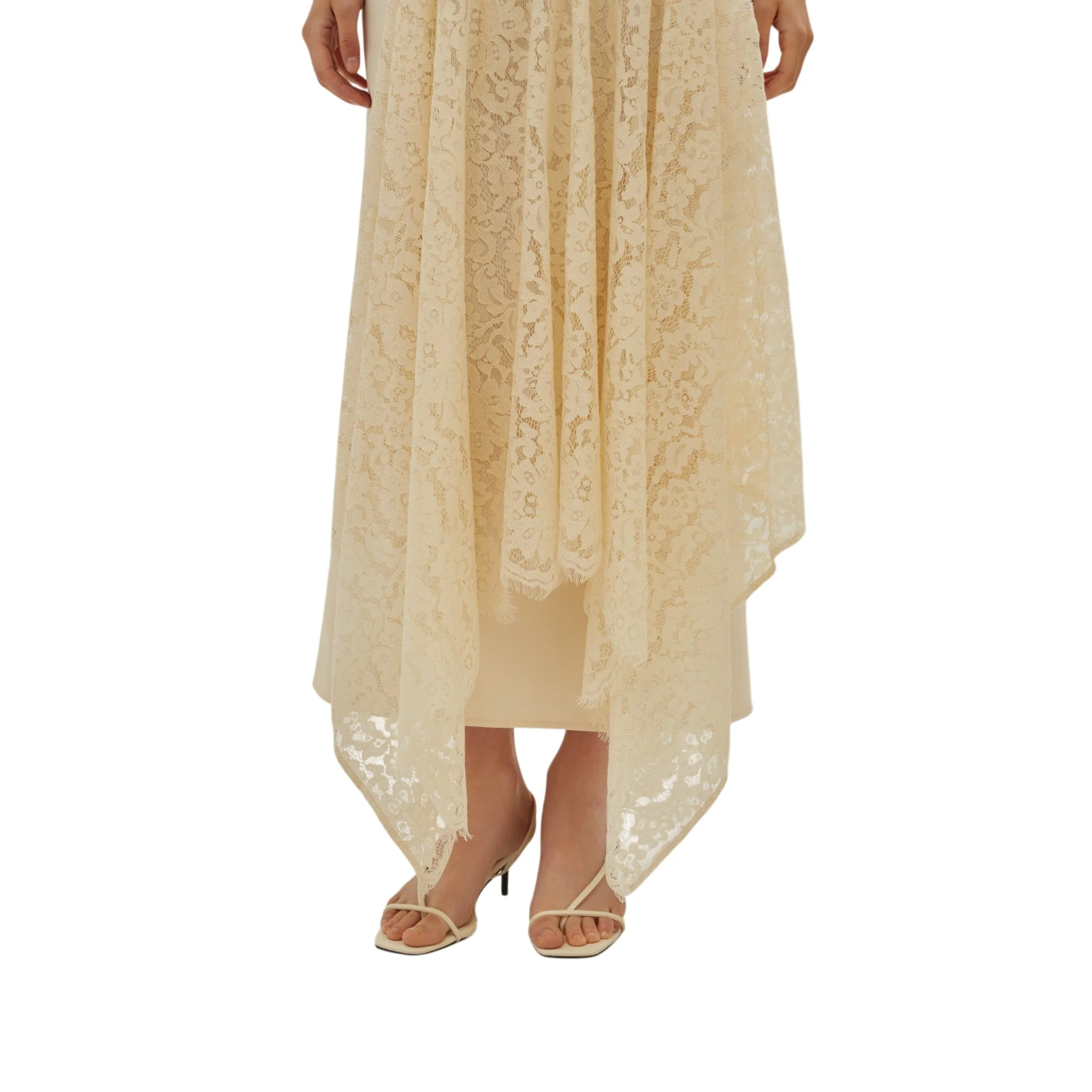 Ivory Lace Midi Skirt - Image 3