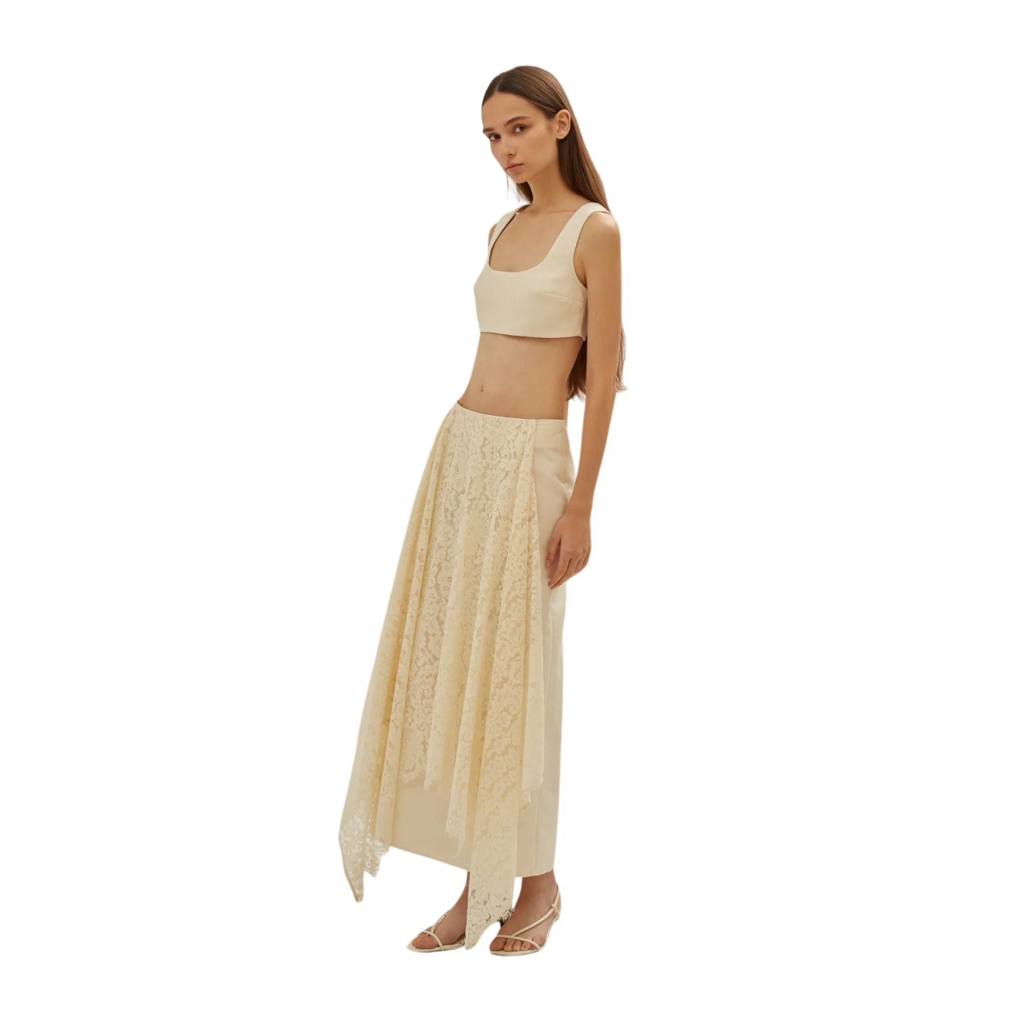 Ivory Lace Midi Skirt - Image 4