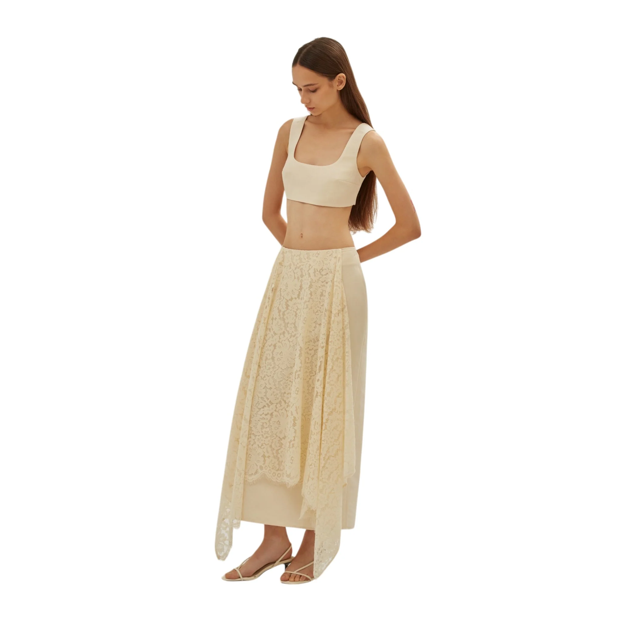 Ivory Lace Midi Skirt - Image 5