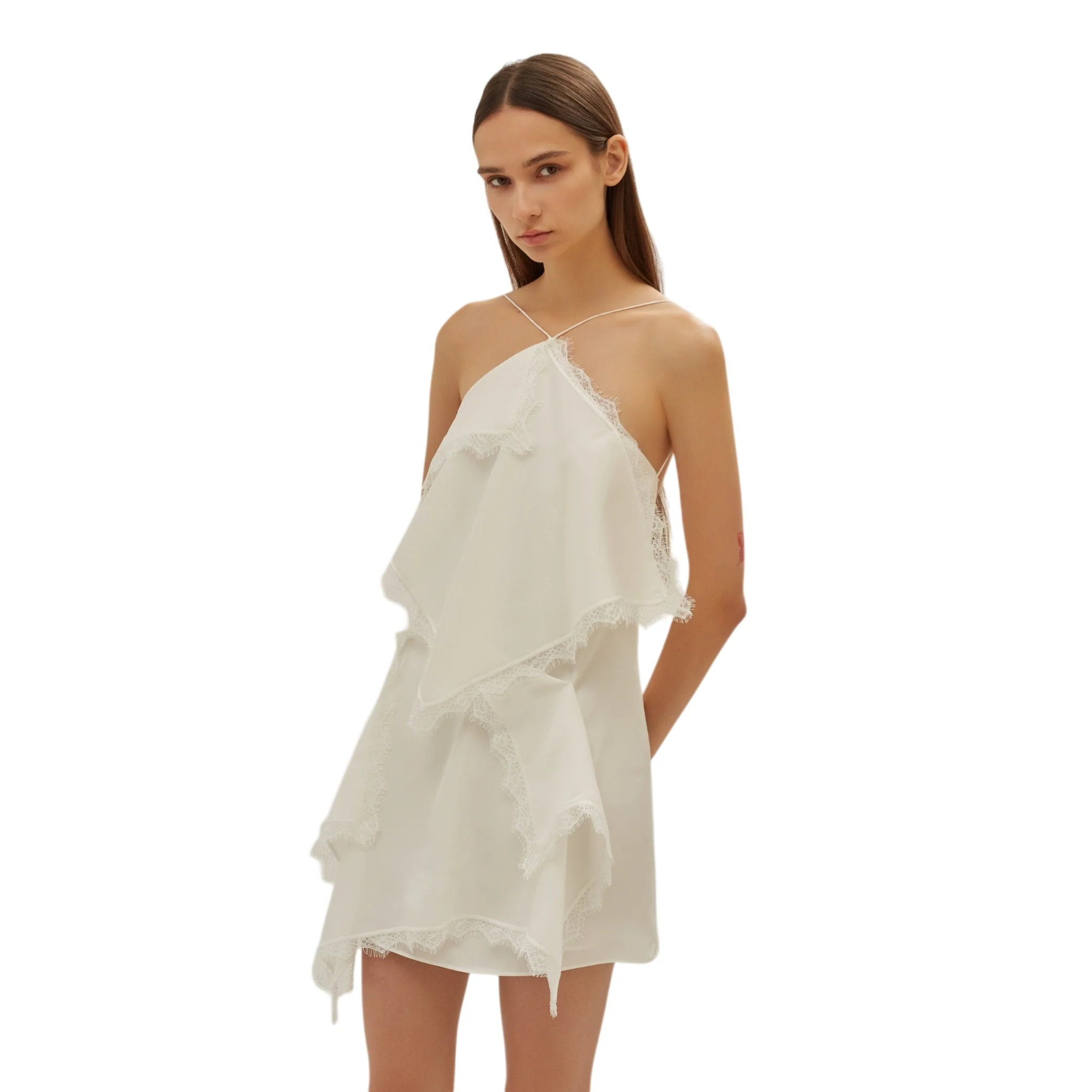 White Draped Scarves Mini Dress - Image 2