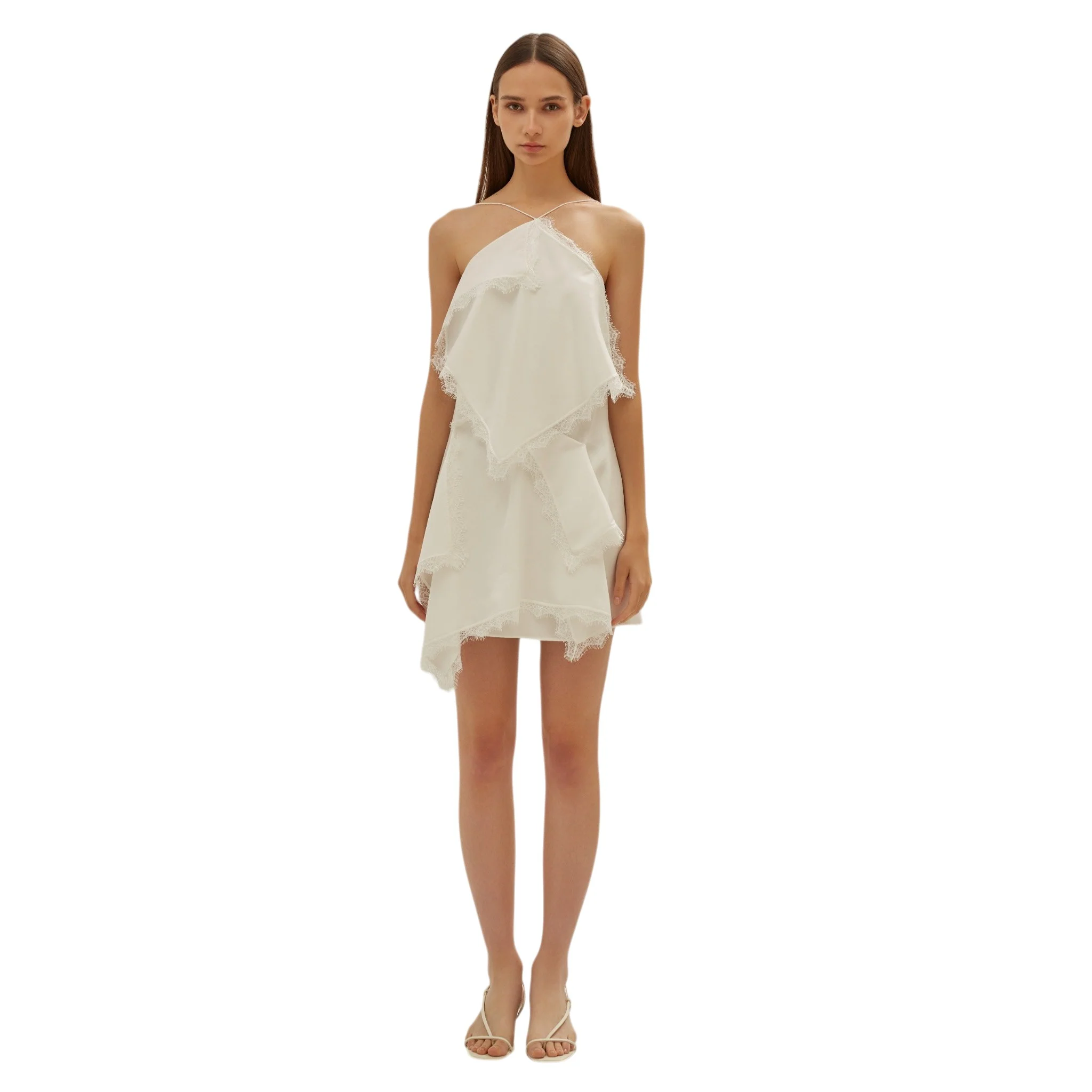 White Draped Scarves Mini Dress - Image 3
