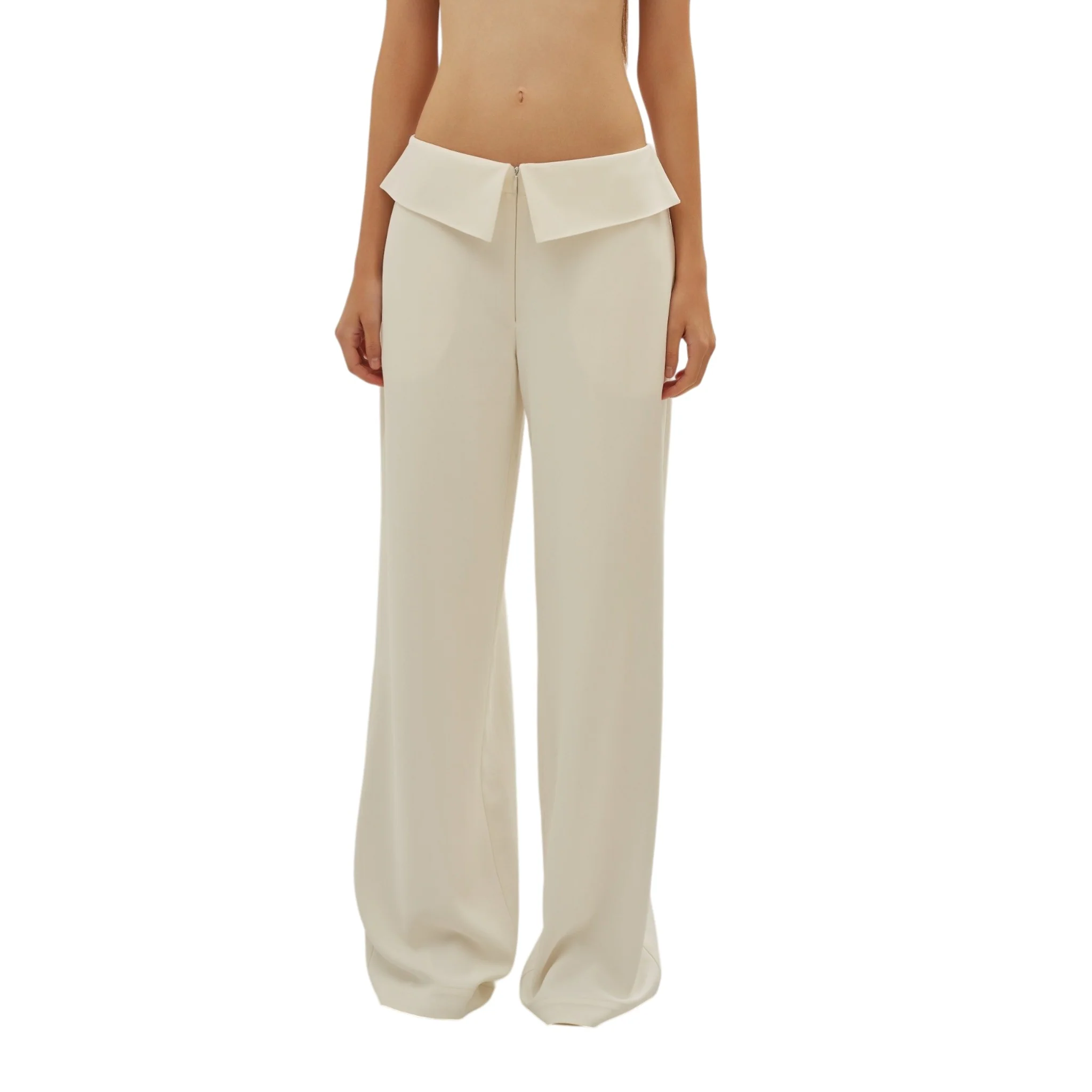 White Folded Waist Pants - Image 3