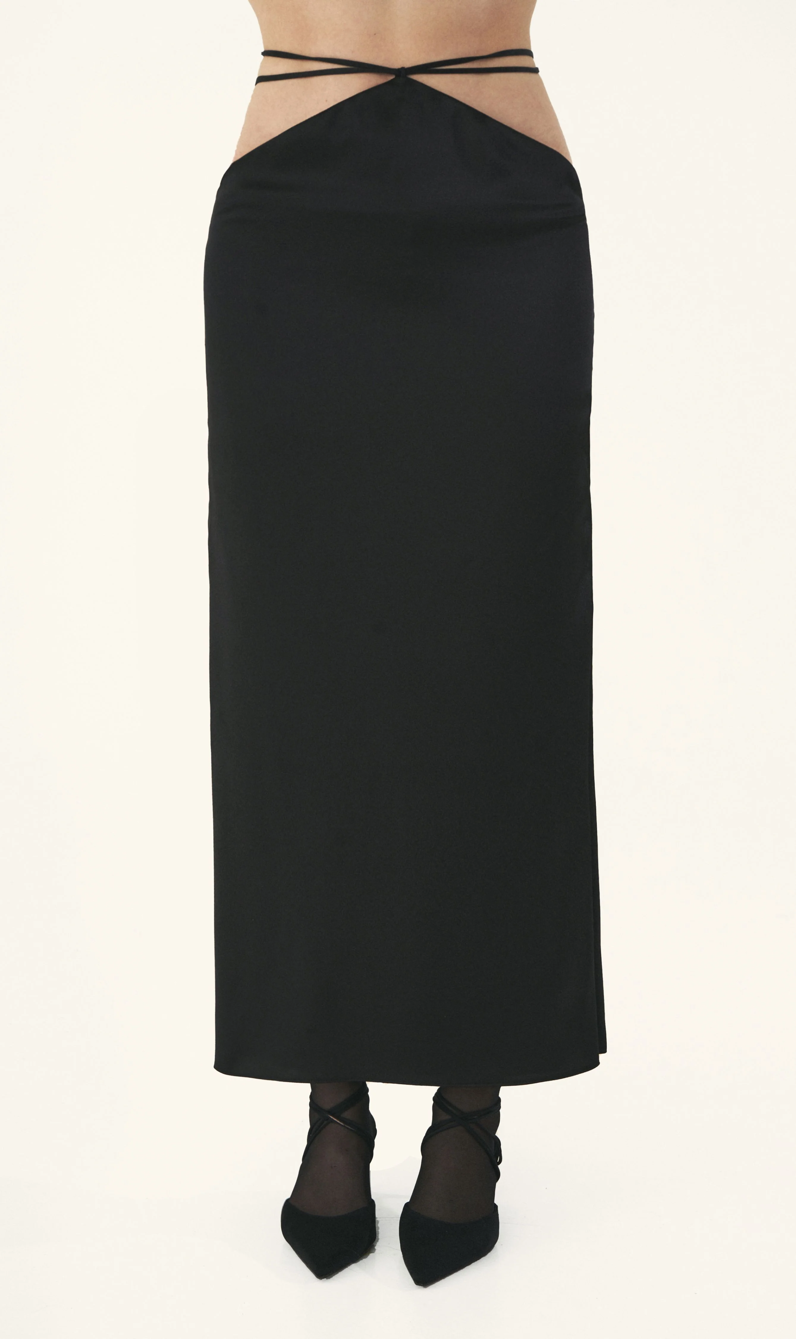 Black Maxi Skirt With Ties - Image 5