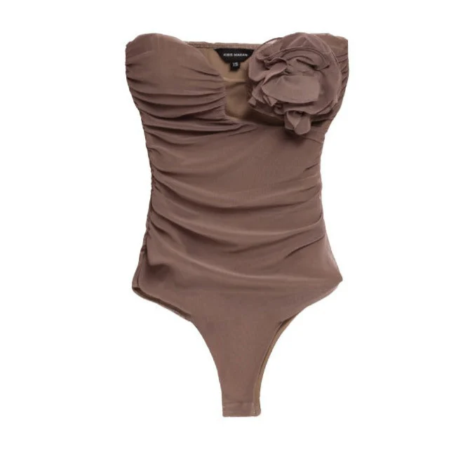 Bustier Body With A Flower | Brown