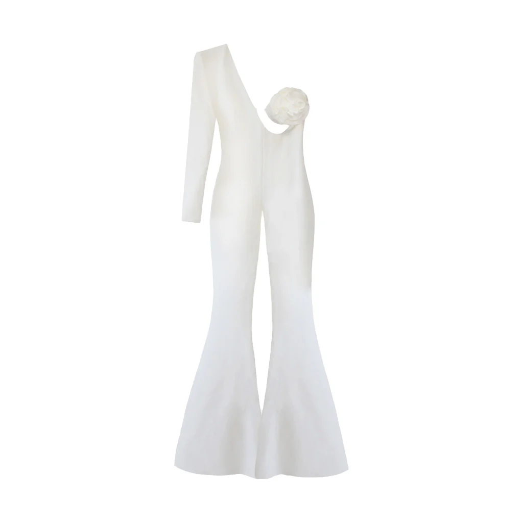 Catsuit With A Rose Applique | Ecru