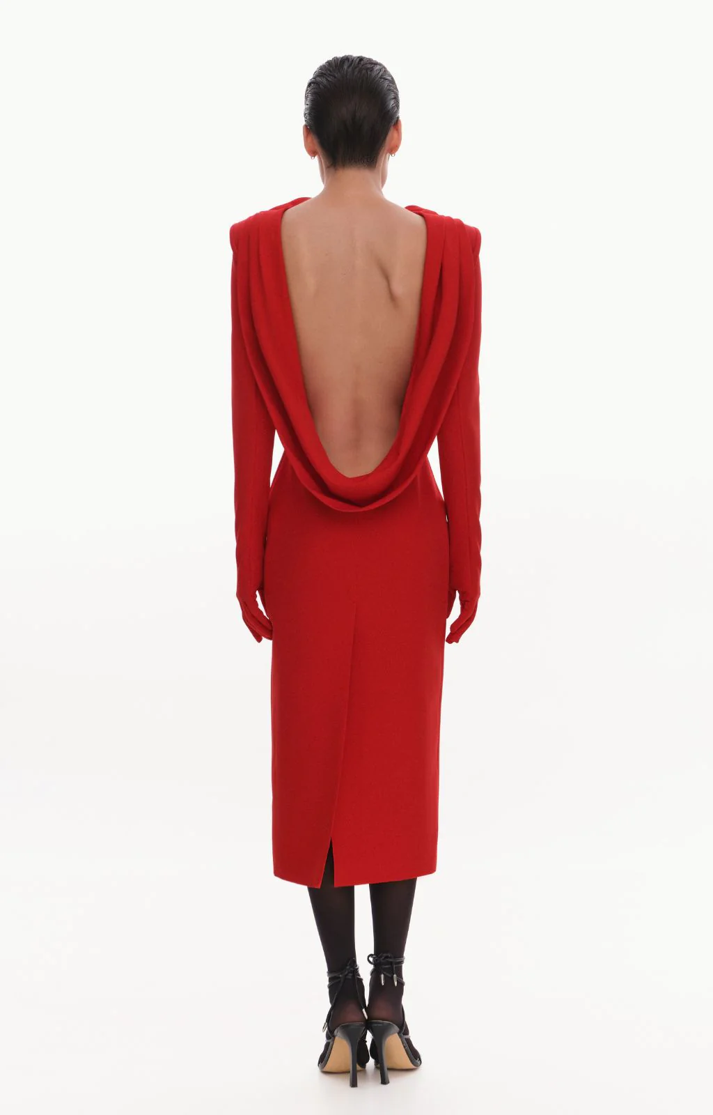 Collared Dress WIth Gloves | Red - Image 4