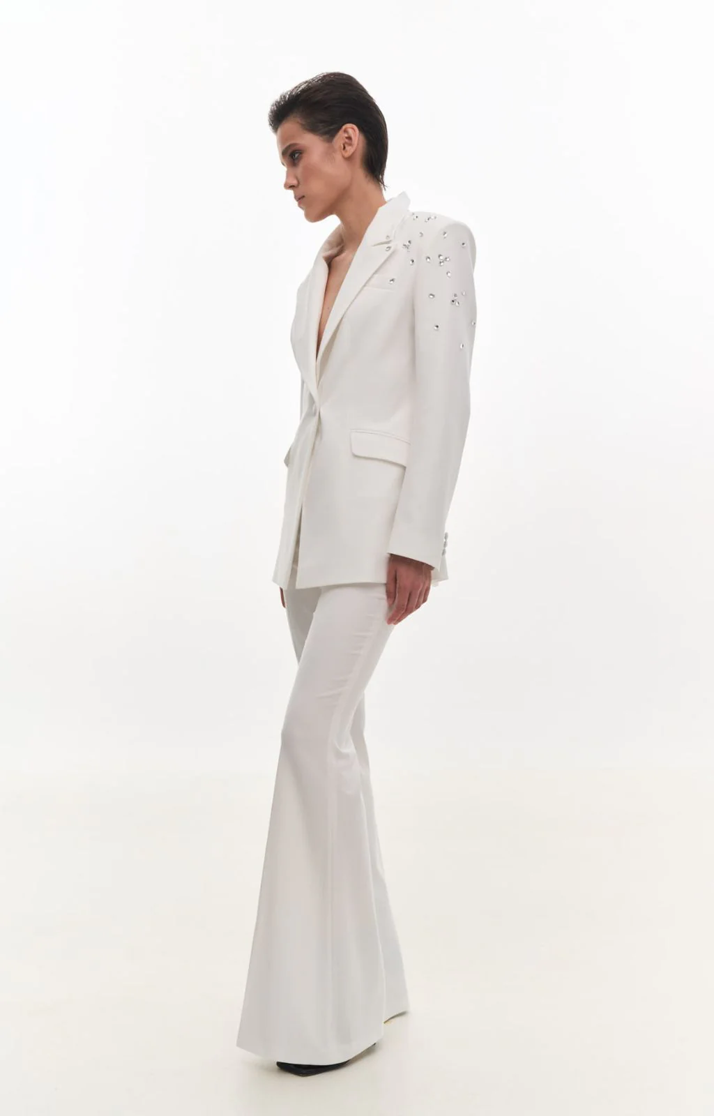 Crystal Decorated Blazer | Ecru - Image 3