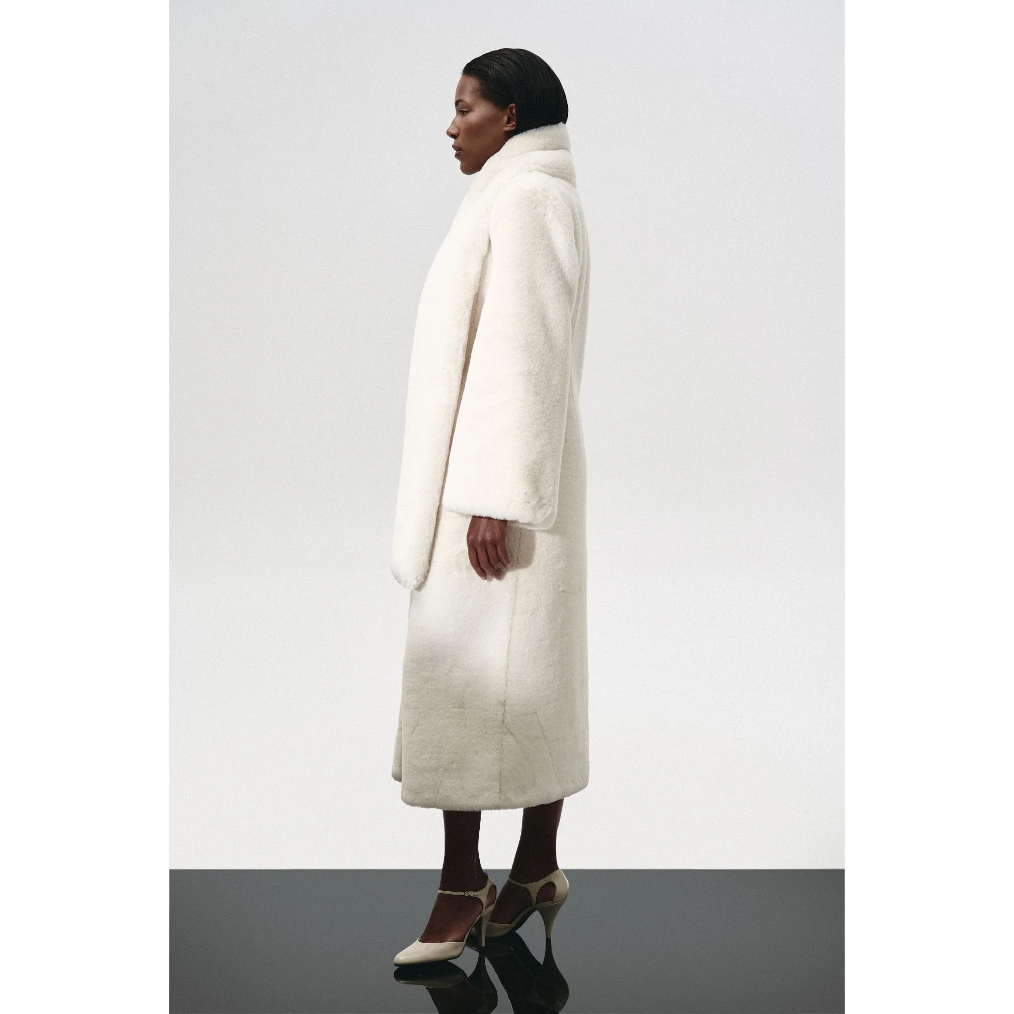 Fur Maxi Coat With Shawl Collar - Image 6