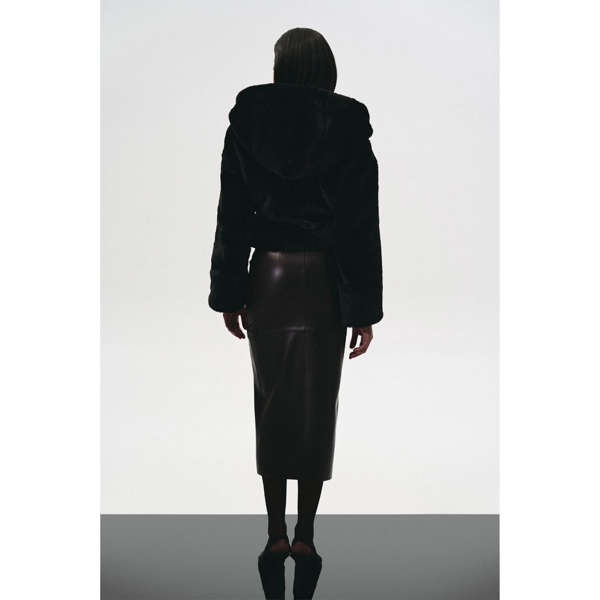 Hooded Fur Jacket With Cutouts - Image 3